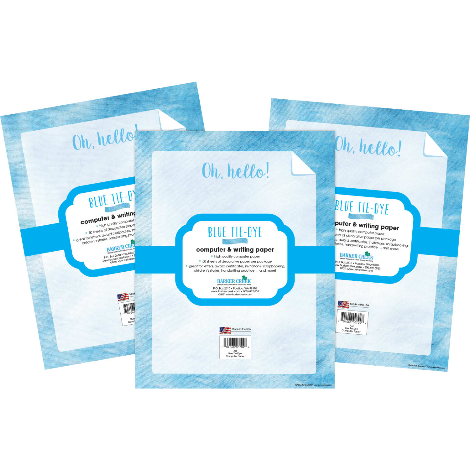 Barker Creek Designer Computer Paper, 8-1/2in x 11in, Blue Tie-Dye, 50 Sheets Per Pack, Case Of 3 Packs - Image 3
