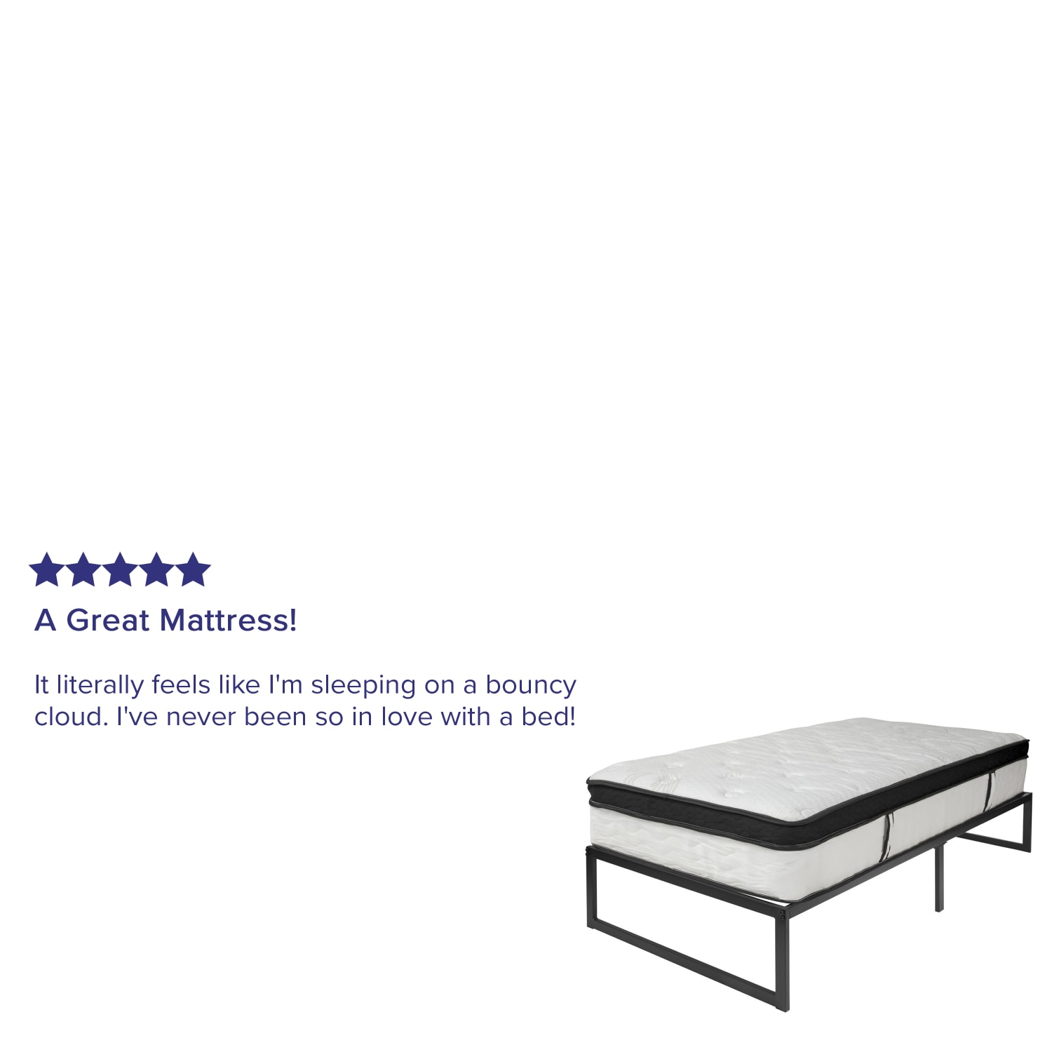 Flash Furniture 14in Metal Platform Bed Frame With 12in Memory Foam Pocket Spring Mattress, Twin, Black - Image 4