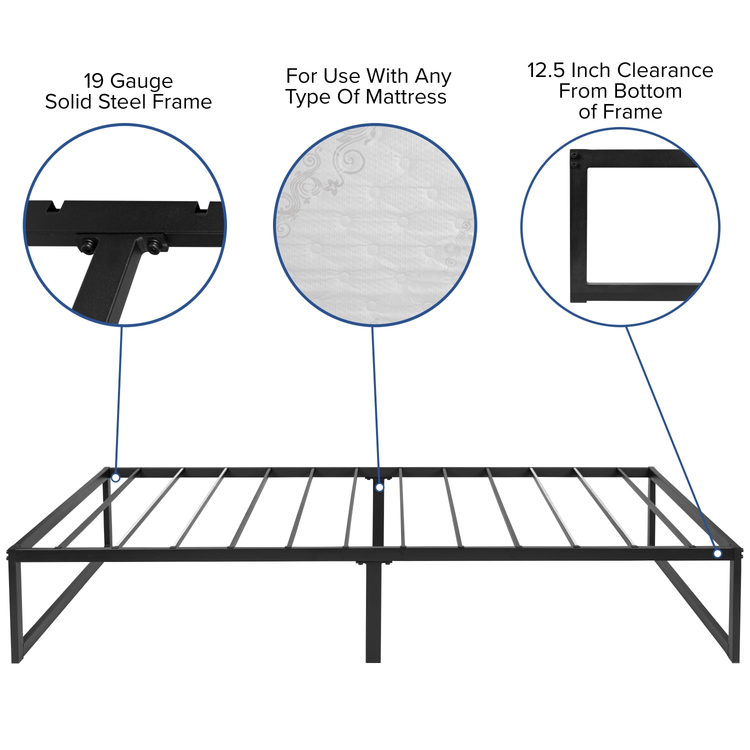 Flash Furniture 14in Metal Platform Bed Frame With 12in Memory Foam Pocket Spring Mattress, Twin, Black - Image 5
