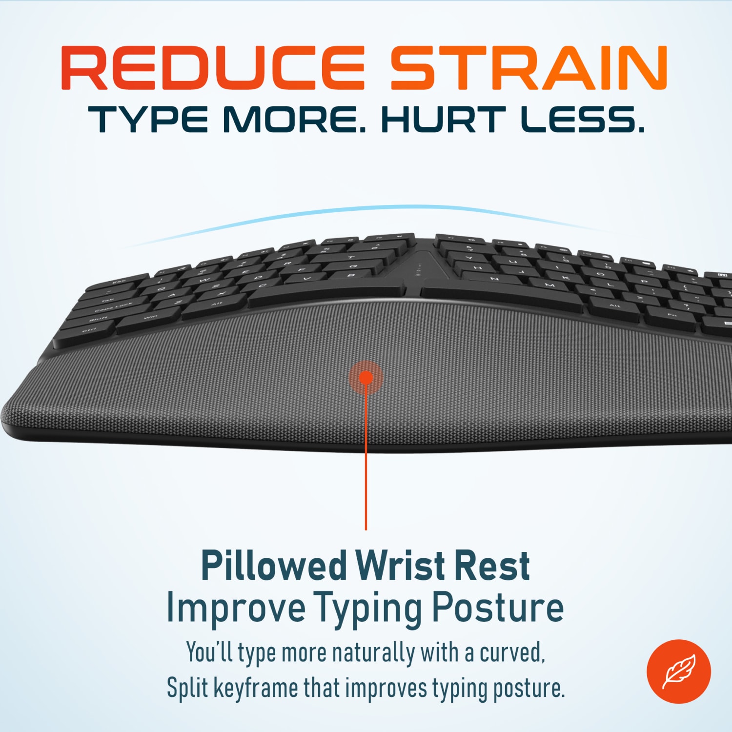 Delton KB250 Ergonomic Wired Keyboard, Black - Image 6