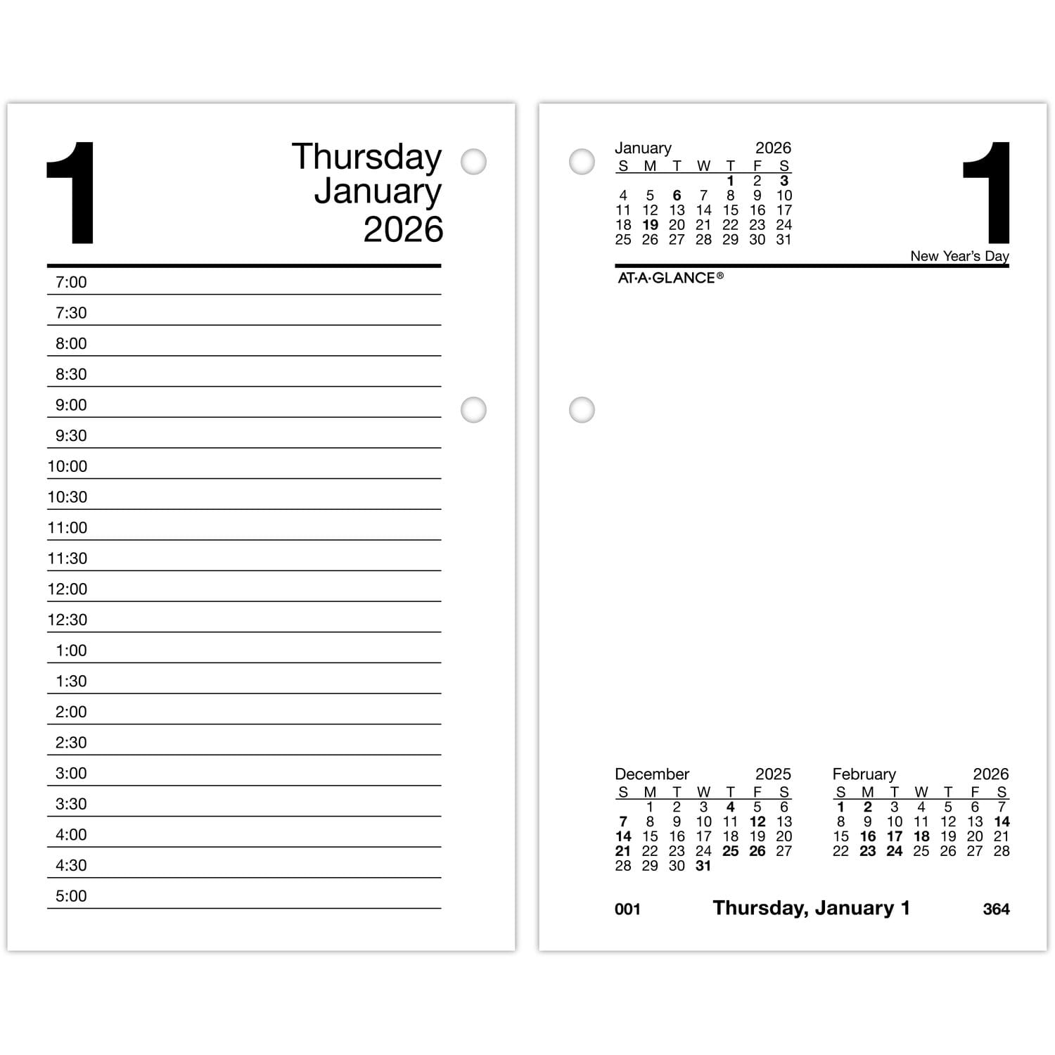 AT-A-GLANCE 2026 Recycled Daily Loose-Leaf Desk Calendar Refill, Standard, 3 1/2in x 6in - Image 6
