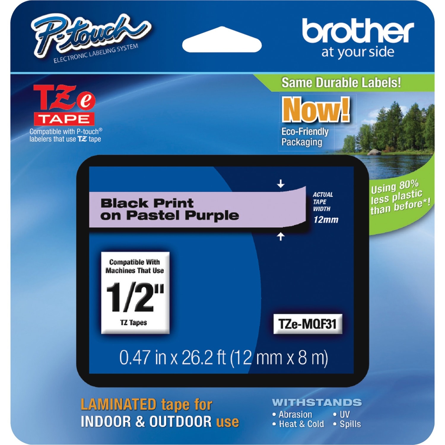 Brother PTouch Laminated TZe Tape, 0.47in x 26.2ft, Purple - Image 4