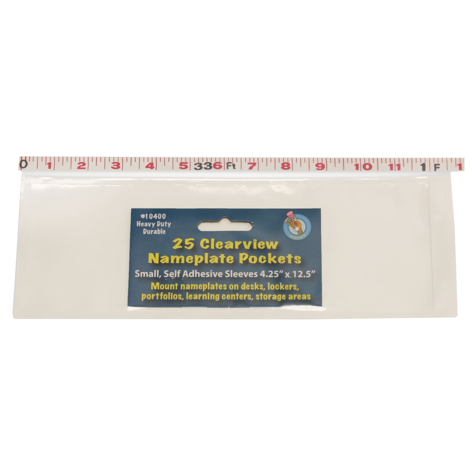 Ashley Productions Clear View Self-Adhesive Name Plate Pockets, 4-1/4in x 12-1/2in, 25 Pockets Per Pack, Set Of 2 Packs - Image 3