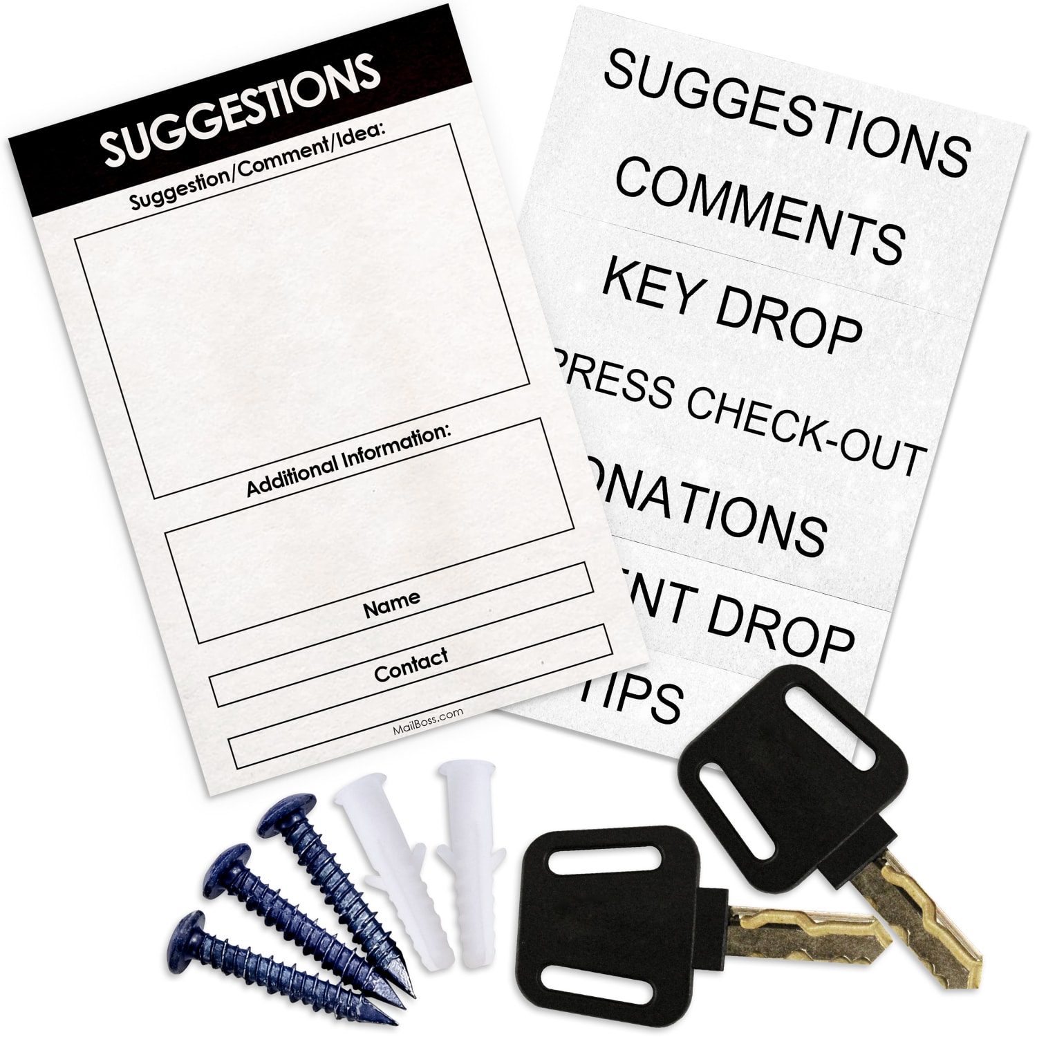 Mail Boss Comment/Suggestion Box, 9-1/2inH x 7inW x 6inD, Black - Image 4