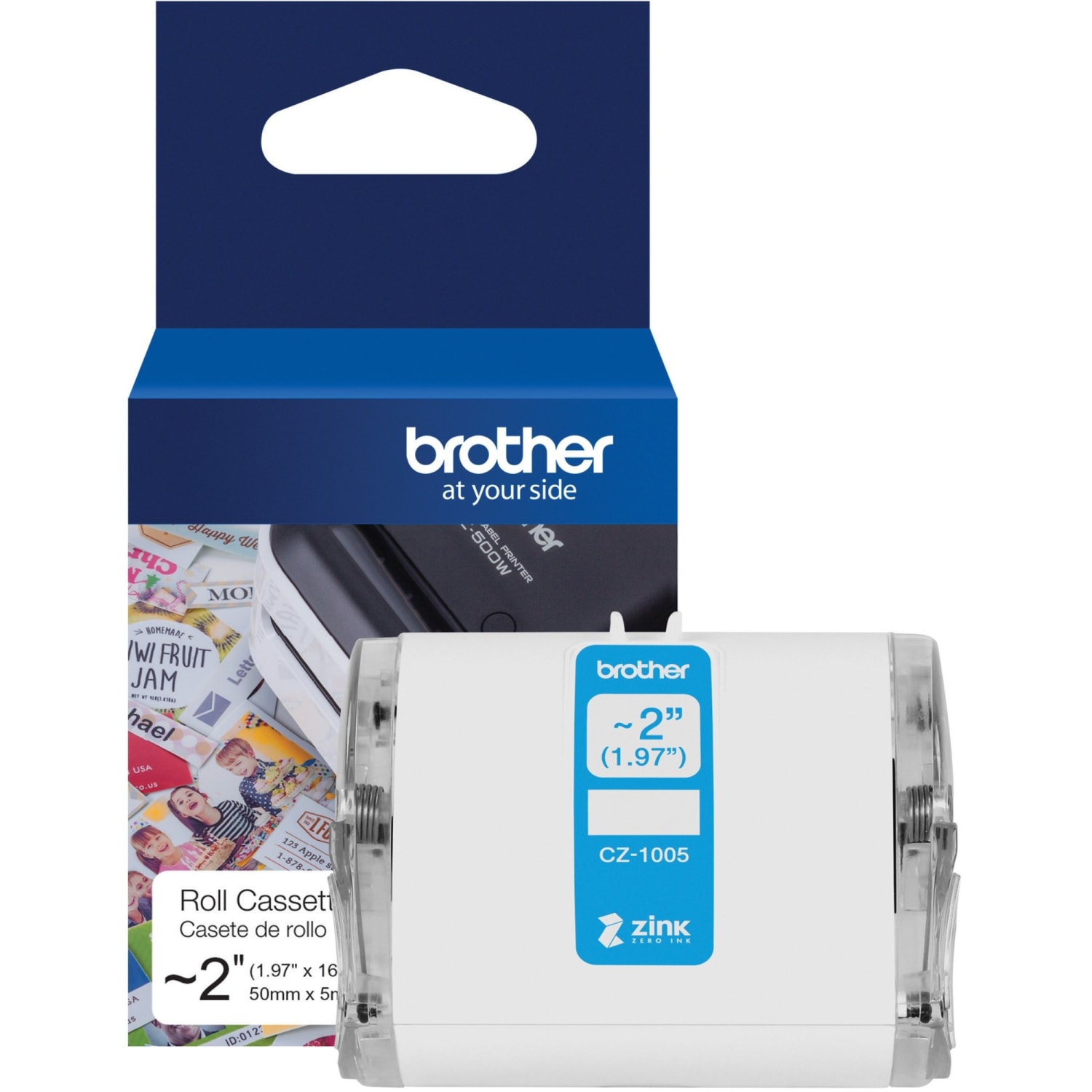 Brother Genuine CZ-1005 continuous ~ 2 (1.97in) 50 mm wide x 16.4 ft. (5 m) long label roll featuring ZINK Zero Ink technology - CZ1005