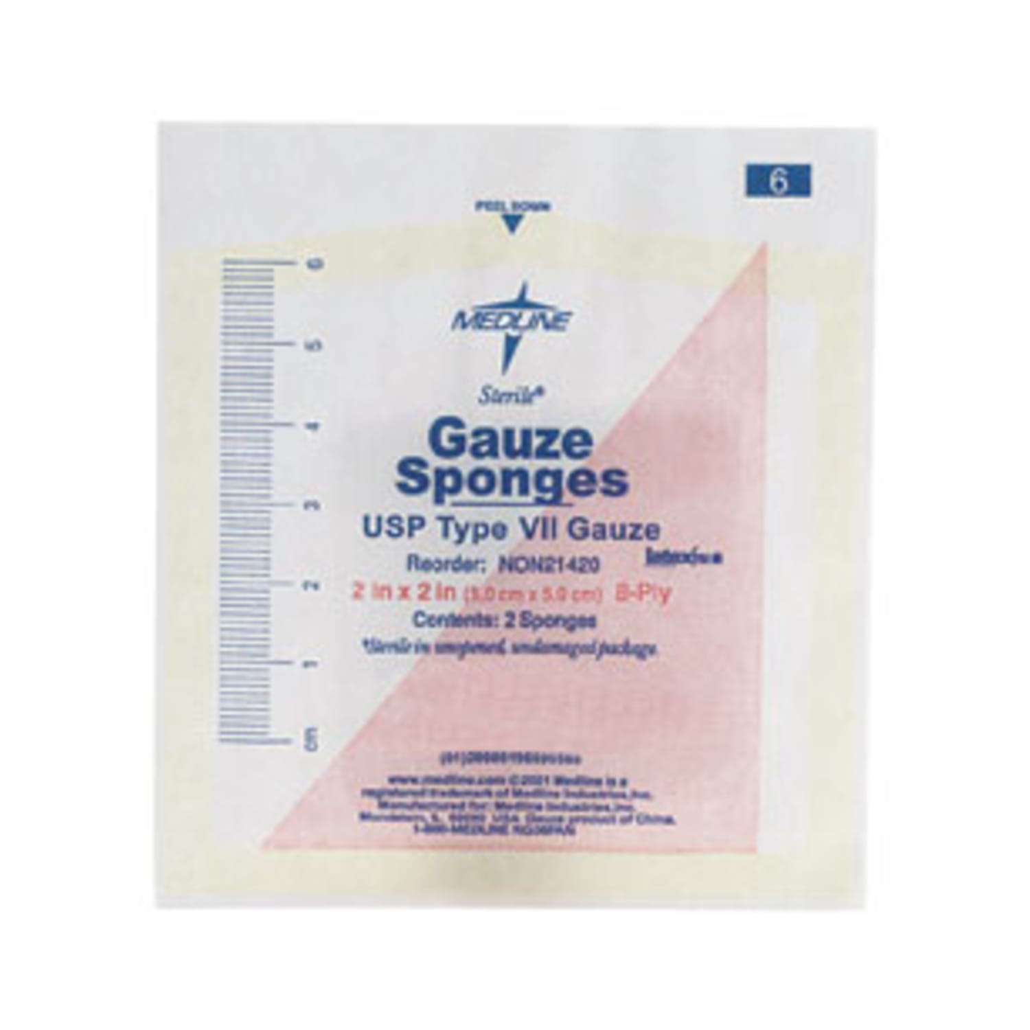 Medline Woven Sterile Gauze Sponges - 8 Ply - 2in Width x 2in Length - 3000 / Carton - Image 3