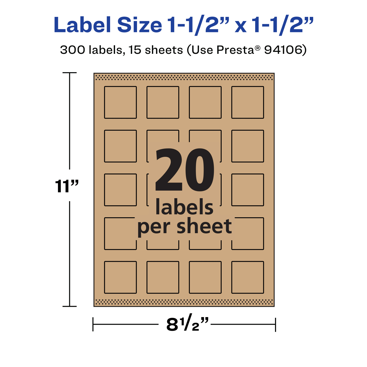 Avery Kraft Permanent Labels With Sure Feed, 94106-KMP15, Square, 1-1/2in x 1-1/2in, Brown, Pack Of 300 - Image 6