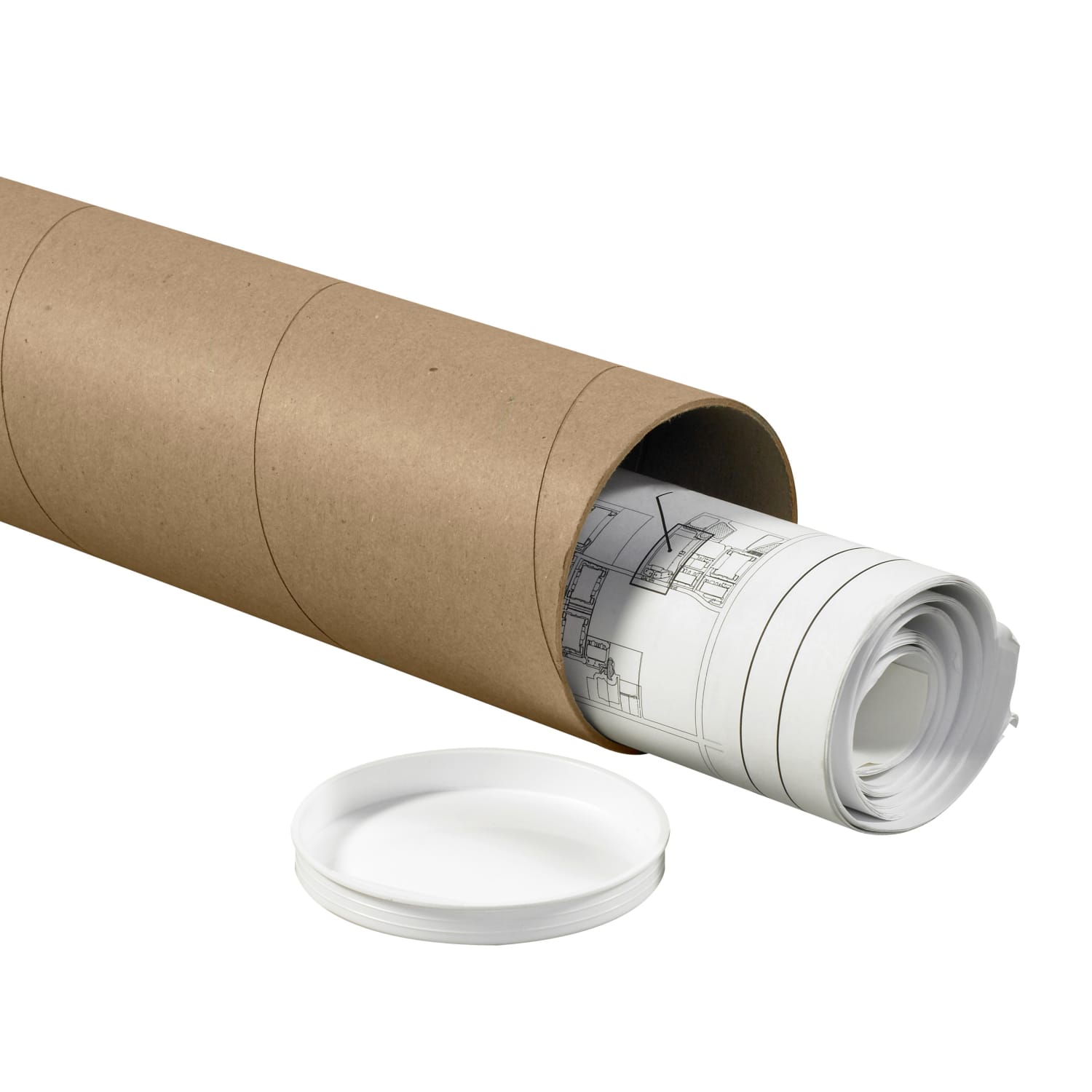 Partners Brand Kraft Mailing Tubes With Plastic Endcaps, 4in x 48in, Pack Of 15 - Image 4