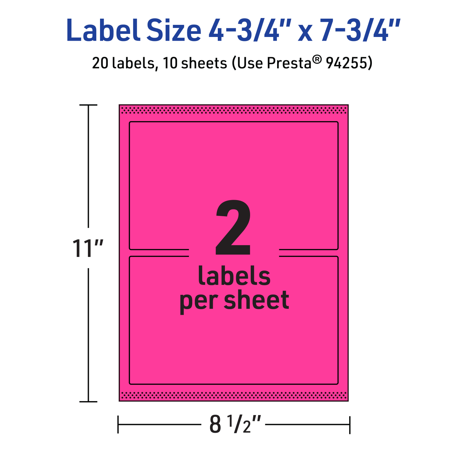 Avery Print-To-The-Edge Labels With Sure Feed Technology And Easy Peel, 94255-NMP10, Rectangle, 4-3/4in x 7-3/4in, Matte Neon Magenta, Pack of 20 - Image 6