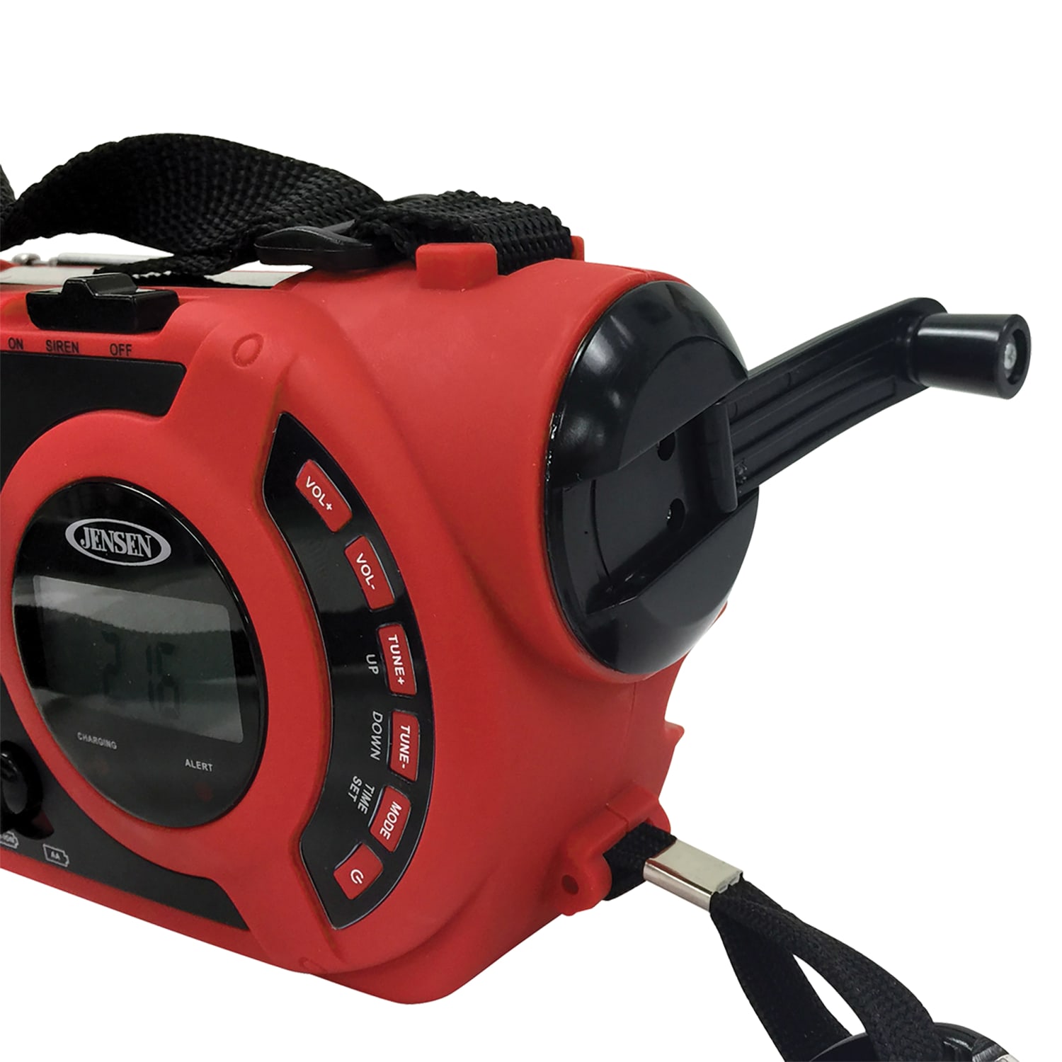 Jensen Portable Digital AM/FM Weather Radio With Weather Alert, Flashlight And 4-Way Charging, 4.02inH x 8inW x 2.76inD, Red - Image 4