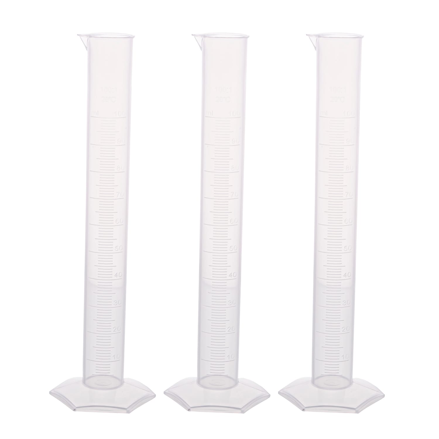 Supertek Polypropylene Measuring Cylinder, Hexagonal Base, 1000ml, Pack Of 3