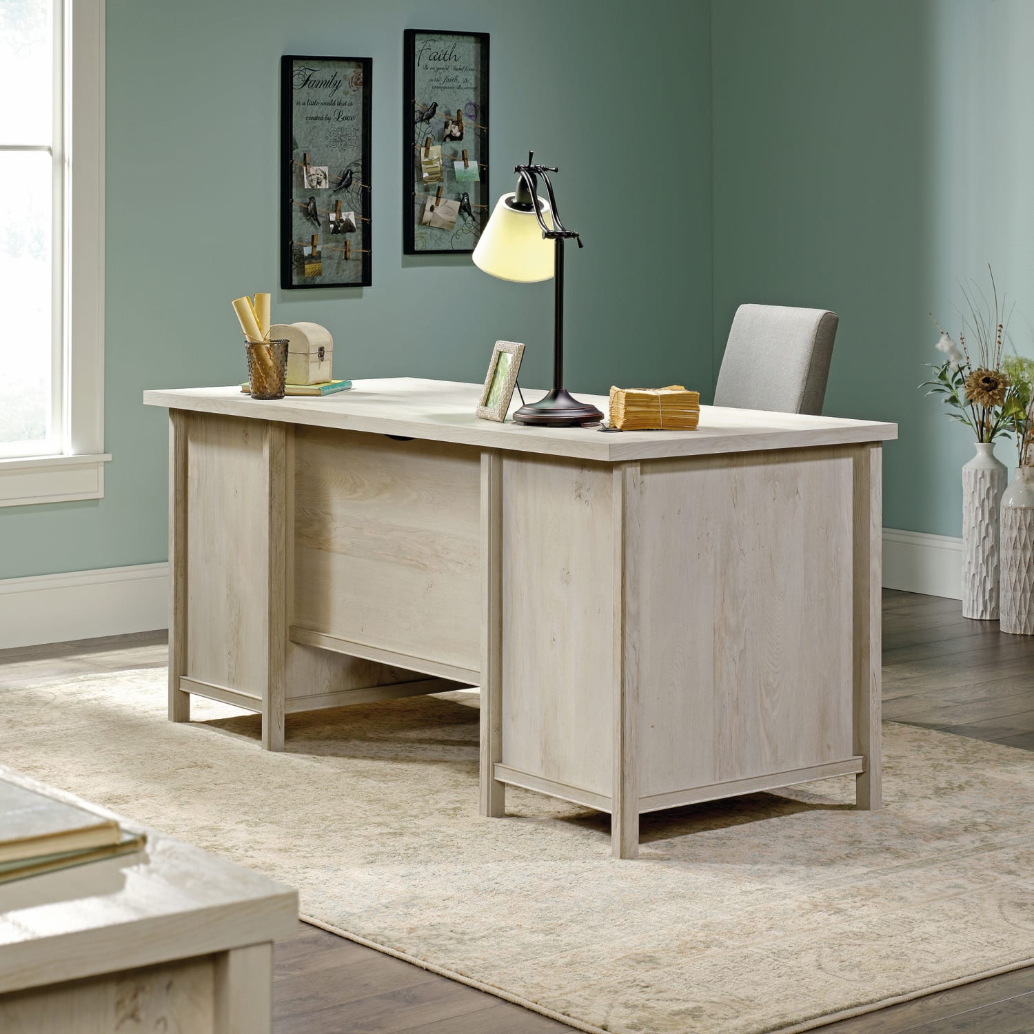 Sauder Costa 66inW Executive Computer Desk, Chalked Chestnut - Image 5