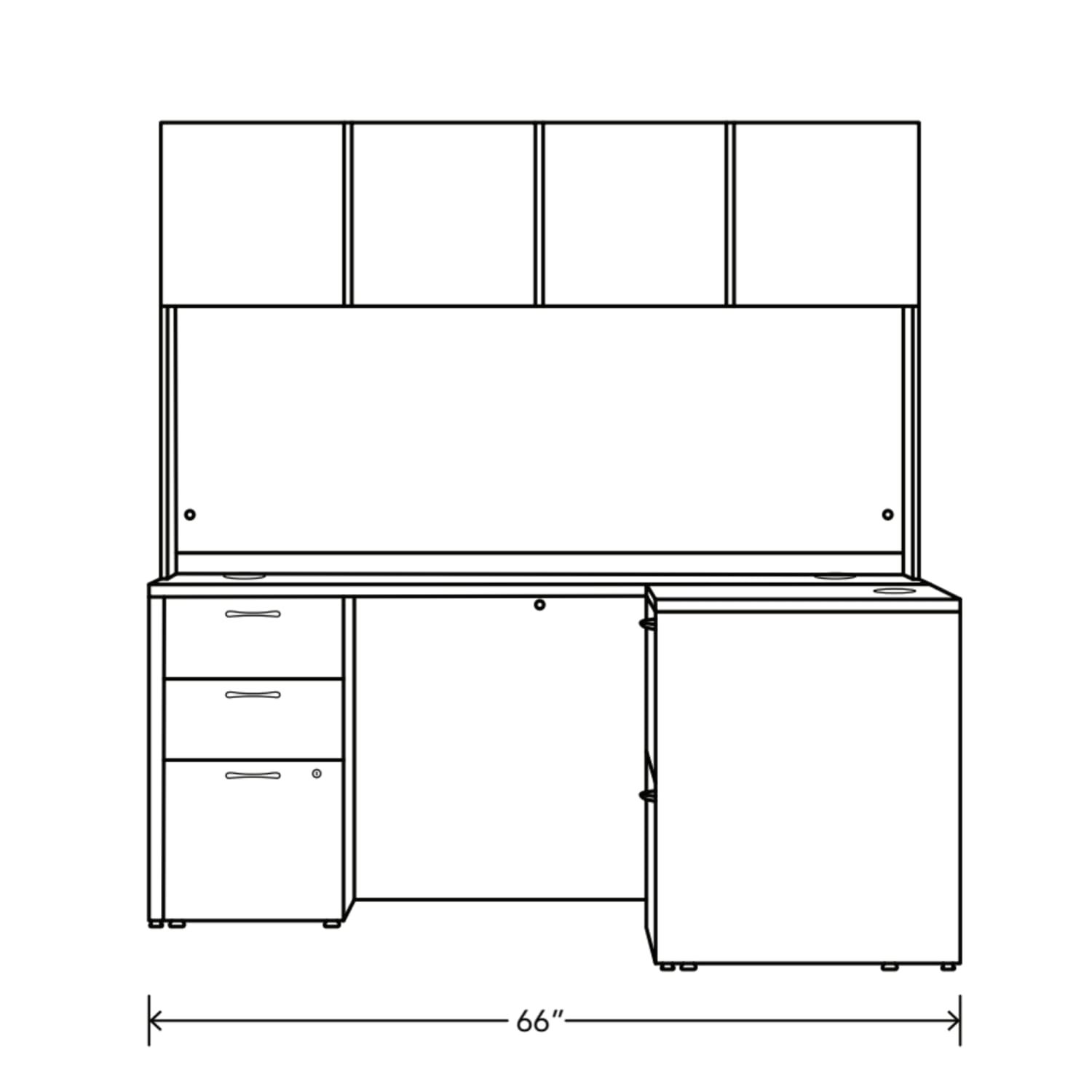 HON Mod L-Station With Storage Hutch, Desert Oak - Image 3