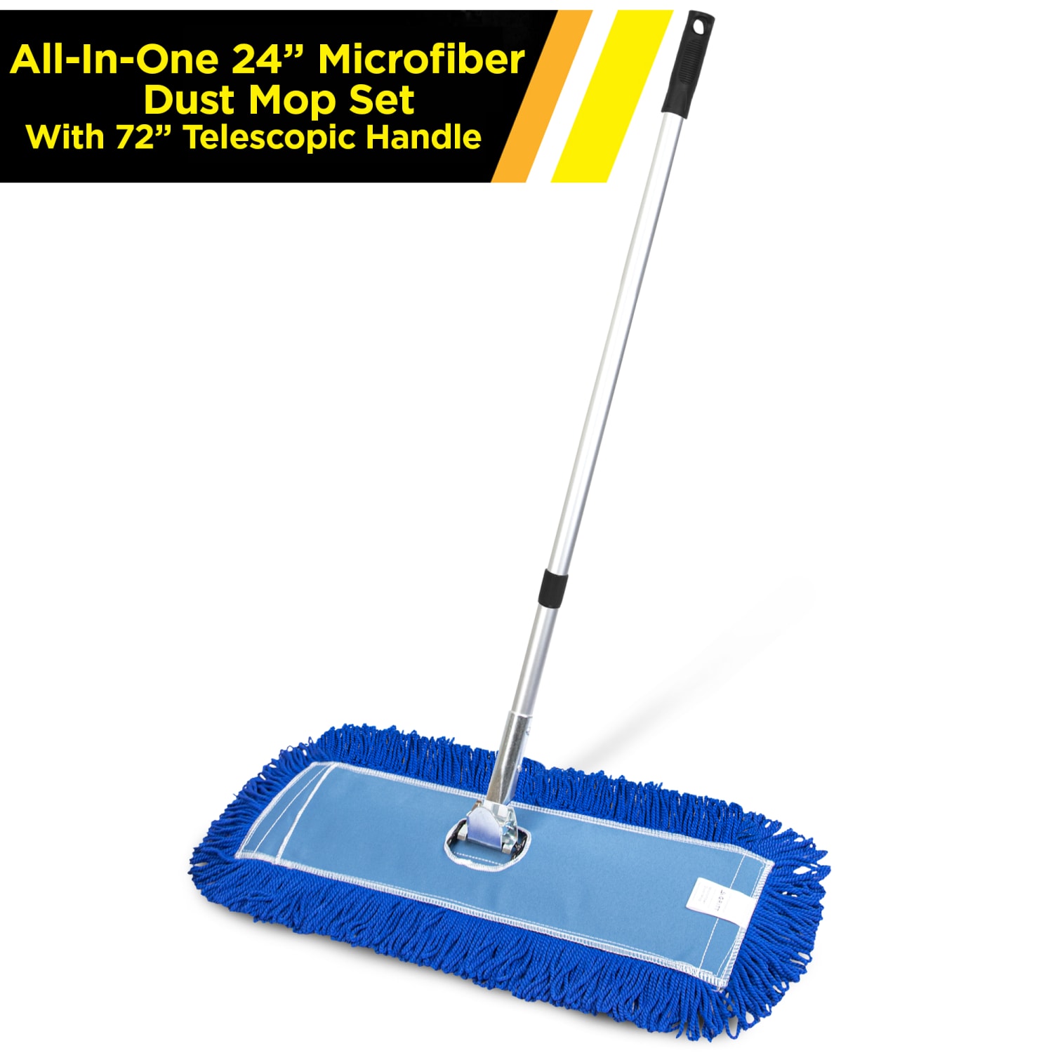 Gritt Commercial 24in x 5in All-In-One Microfiber Dust Mop Set with 72in Handle - Image 5