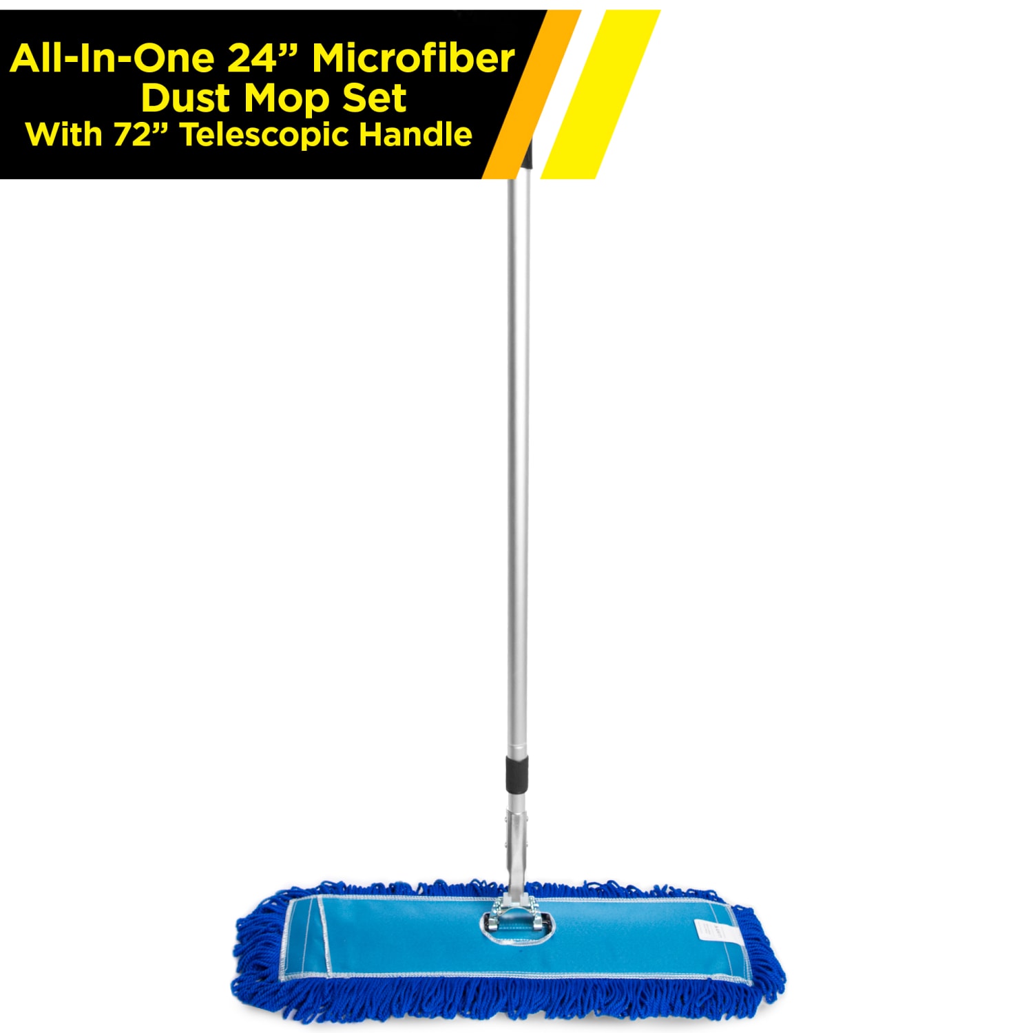 Gritt Commercial 24in x 5in All-In-One Microfiber Dust Mop Set with 72in Handle, Pack of 2 - Image 6