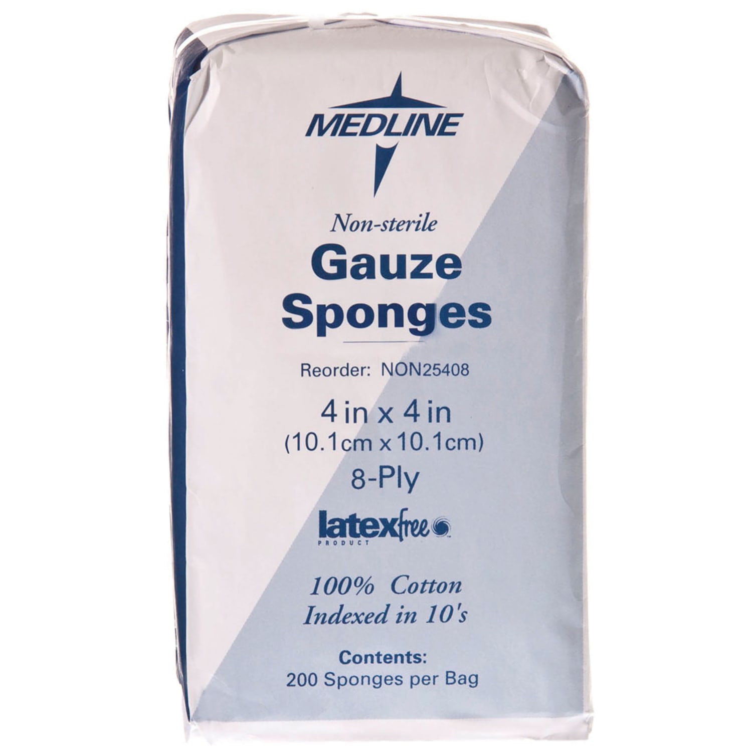 Medline Nonsterile Woven Gauze Sponges - 8 Ply - 4in Width x 4in Length - White - 200 / Box