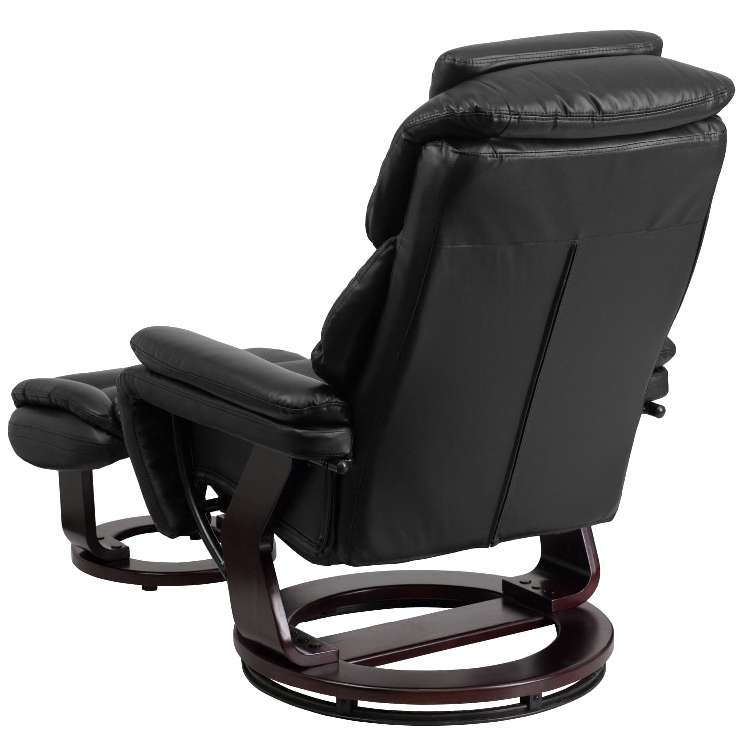 Flash Furniture Contemporary Swivel Recliner And Ottoman, Black/Mahogany - Image 6