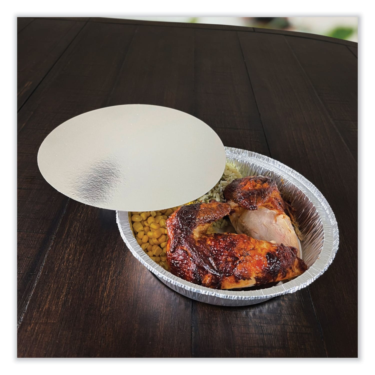 Boardwalk Round Aluminum To-Go Container Lids, Flat, 9in, Silver, Carton Of 500 Lids - Image 3