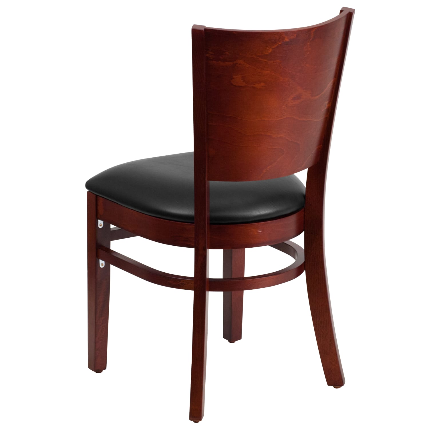 Flash Furniture Solid Back Wood Restaurant Accent Chair, Black Seat/Mahogany Frame - Image 5