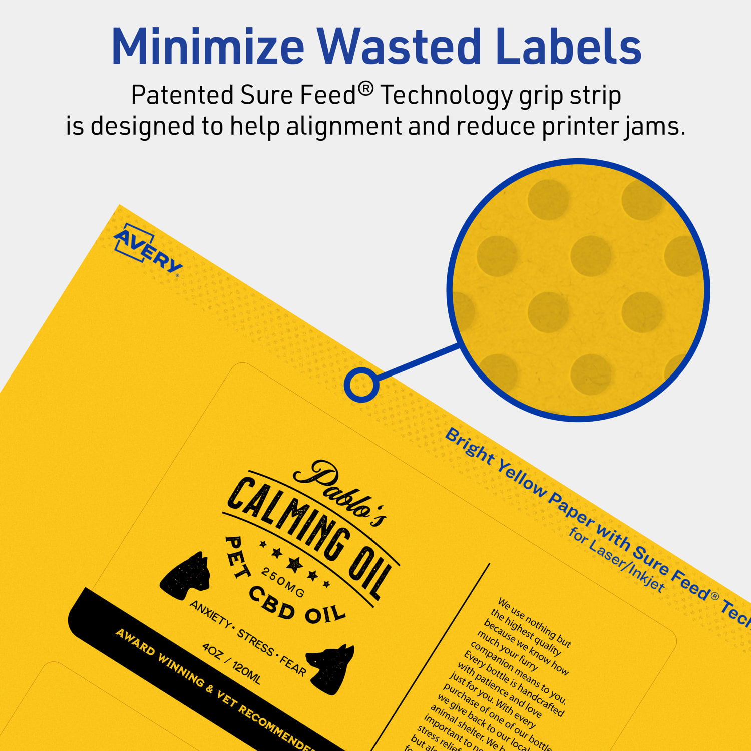 Avery Print-To-The-Edge Labels With Sure Feed Technology And Easy Peel, 94213-BYP80, Rectangle, 3in x 5in, Matte Bright Yellow, Pack of 240 - Image 5