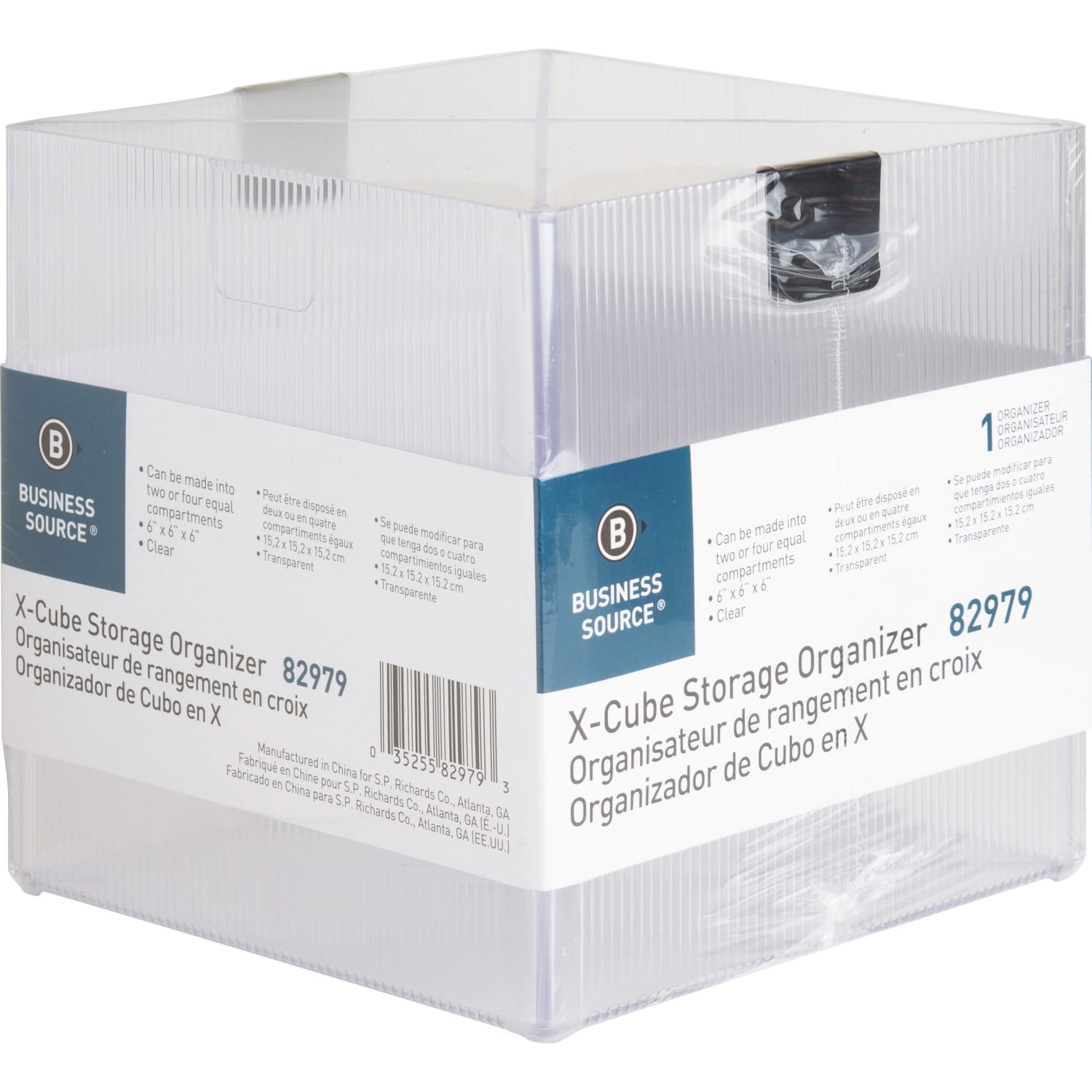 Business Source X-Cube Storage Organizer - 4 Compartment(s) - 6in Height x 6in Width x 6in Depth - Desktop - Clear - 1 Each - Image 5