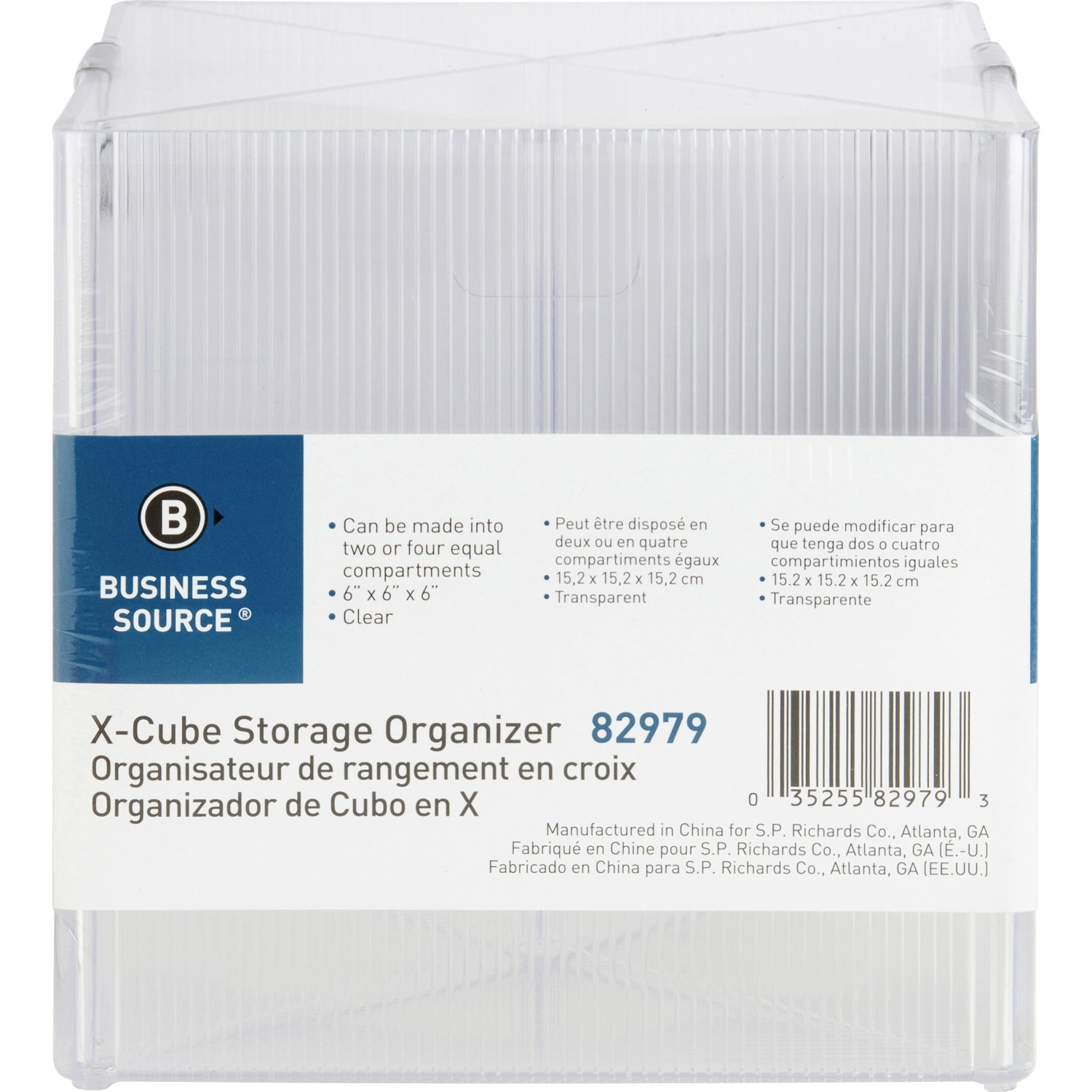 Business Source X-Cube Storage Organizer - 4 Compartment(s) - 6in Height x 6in Width x 6in Depth - Desktop - Clear - 1 Each - Image 6