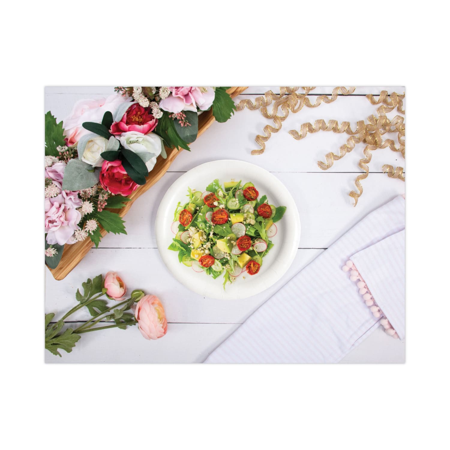 SOLO Bare Eco-Forward Clay-Coated Paper Dinnerware, ProPlanet Seal, Plate, 9in dia, White, 500/CT - Image 5