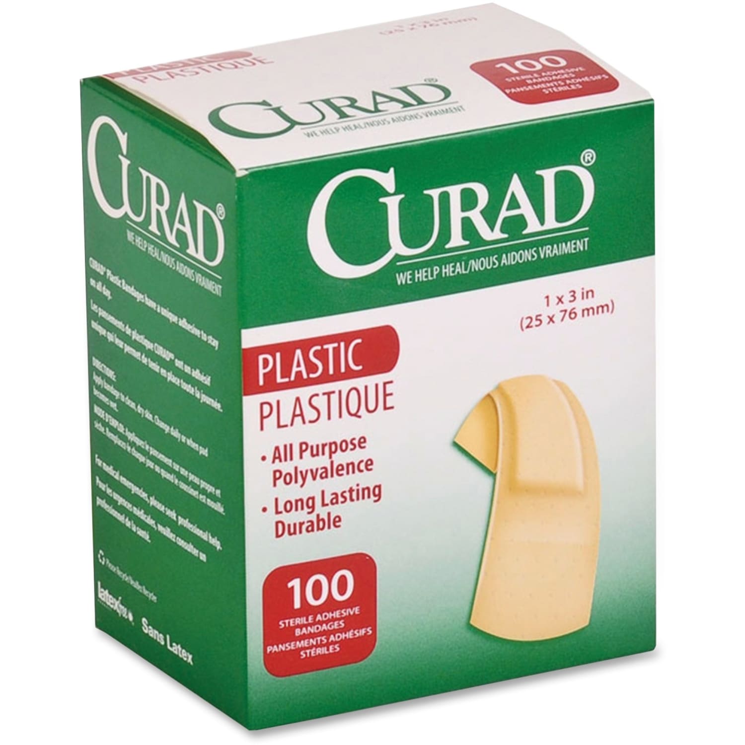 Medline Plastic Adhesive Bandages - - 1in Width x 3in Length - Tan - 100 / Box - Image 3