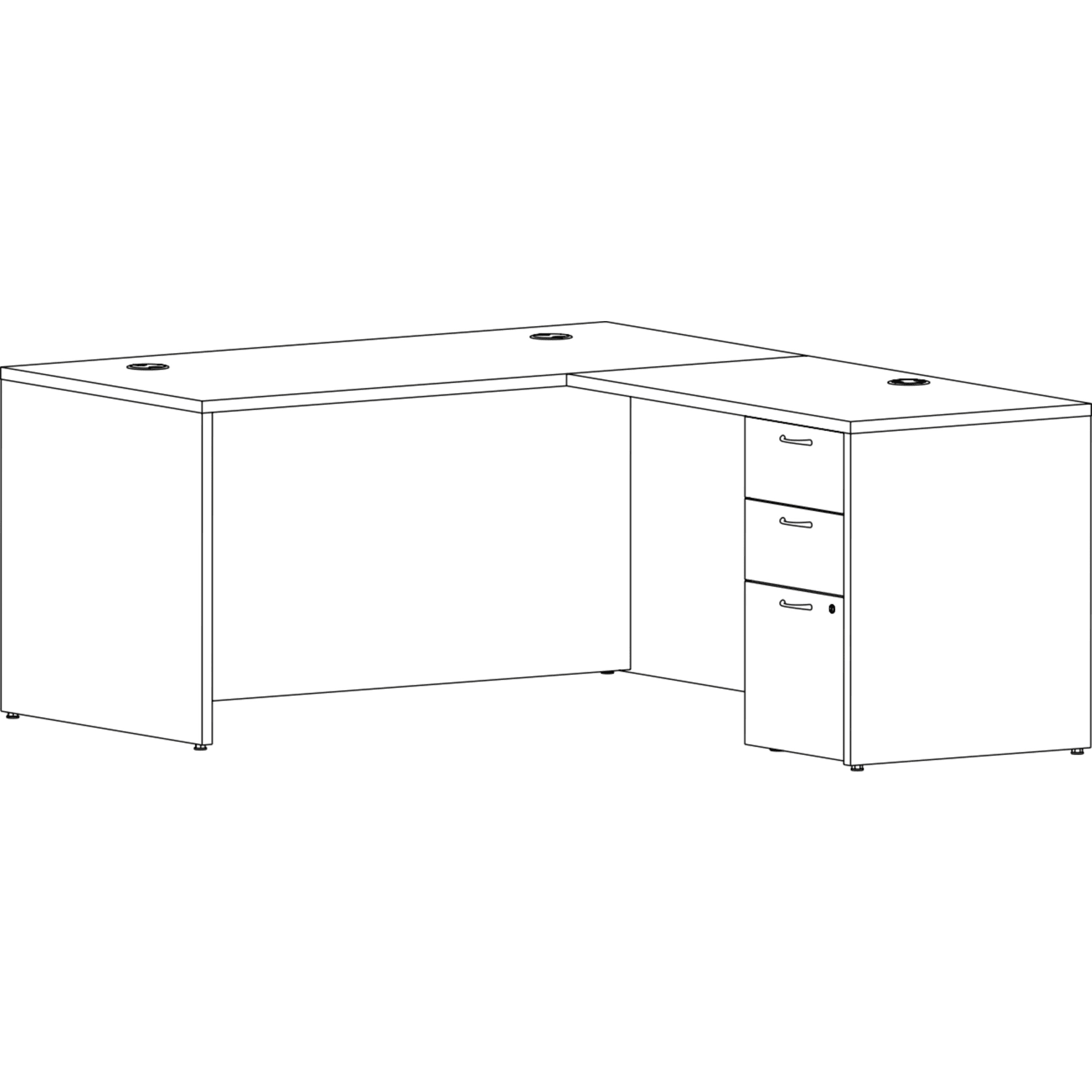 HON Mod 60inW L-Station Computer Desk With Single Pedestal, Sepia Walnut - Image 4