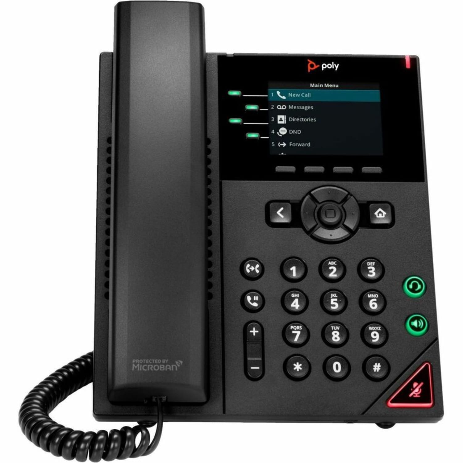 Poly VVX 250 IP Phone, Corded, Corded, Desktop, Wall Mountable, Black, VoIP, 2 x Network (RJ-45), PoE Ports, 89B66AAABA - Image 3