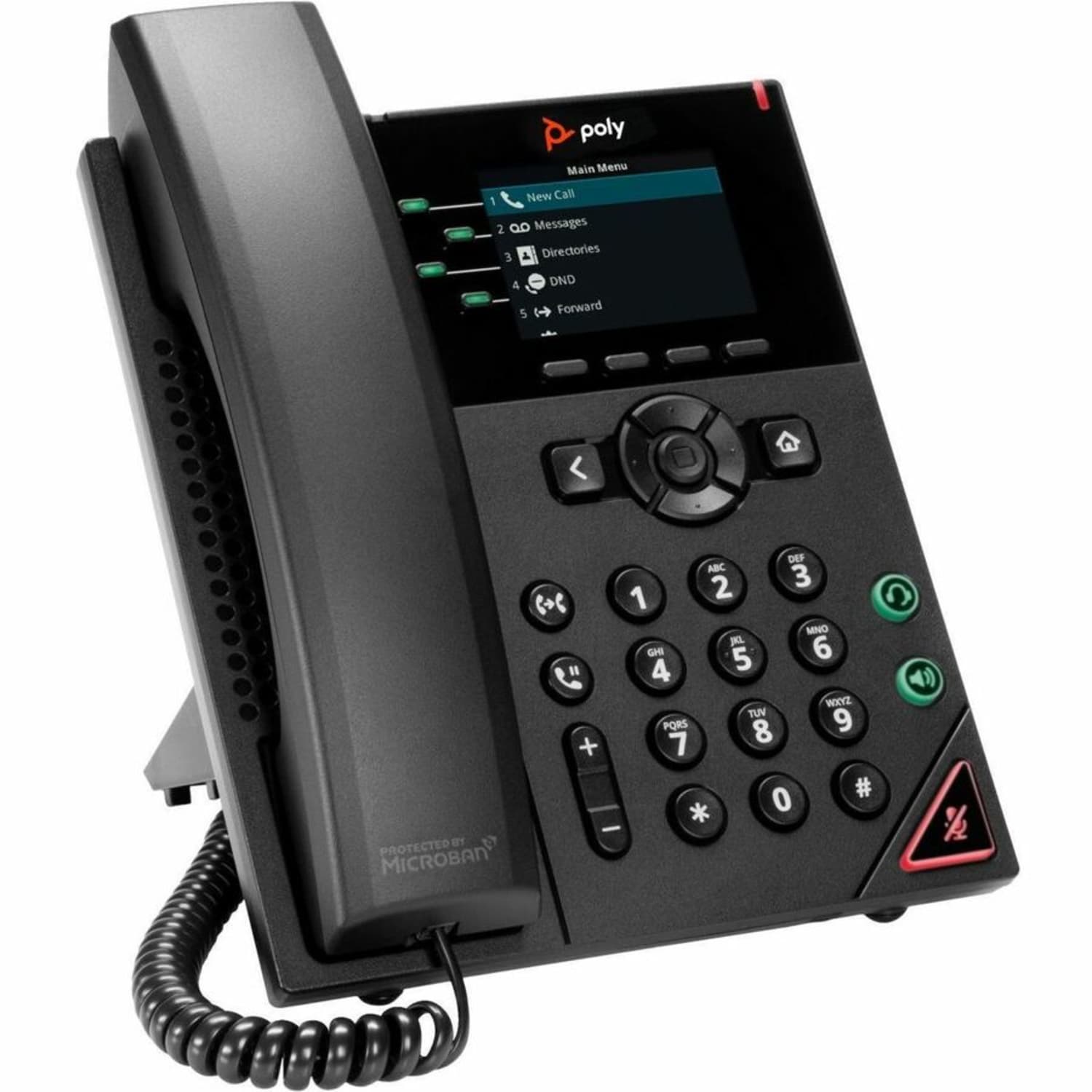 Poly VVX 250 IP Phone, Corded, Corded, Desktop, Wall Mountable, Black, VoIP, 2 x Network (RJ-45), PoE Ports, 89B66AAABA - Image 4