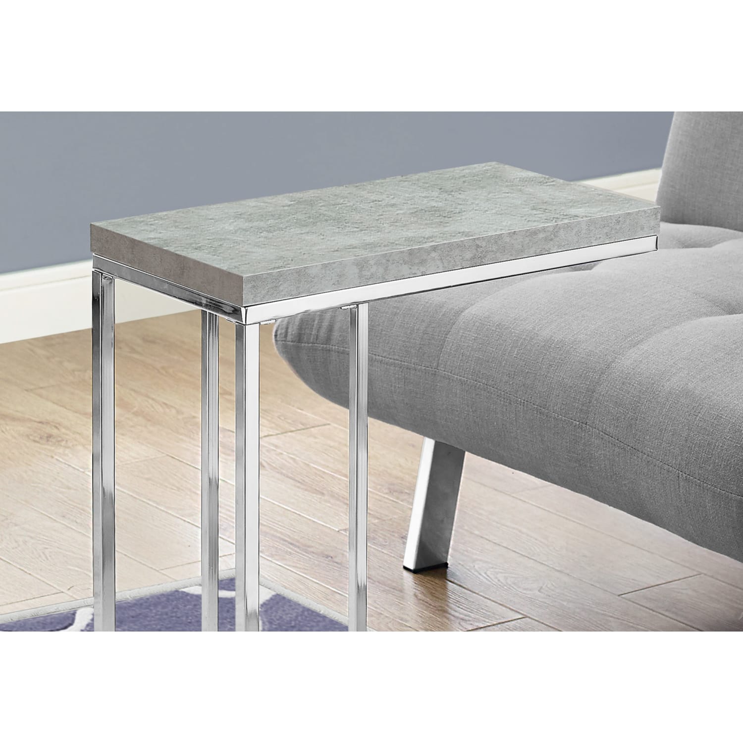 Monarch Specialties Zachary Accent Table, 25-1/4inH x 10-1/4inW x 18-1/4inD, Gray Cement/Chrome - Image 4