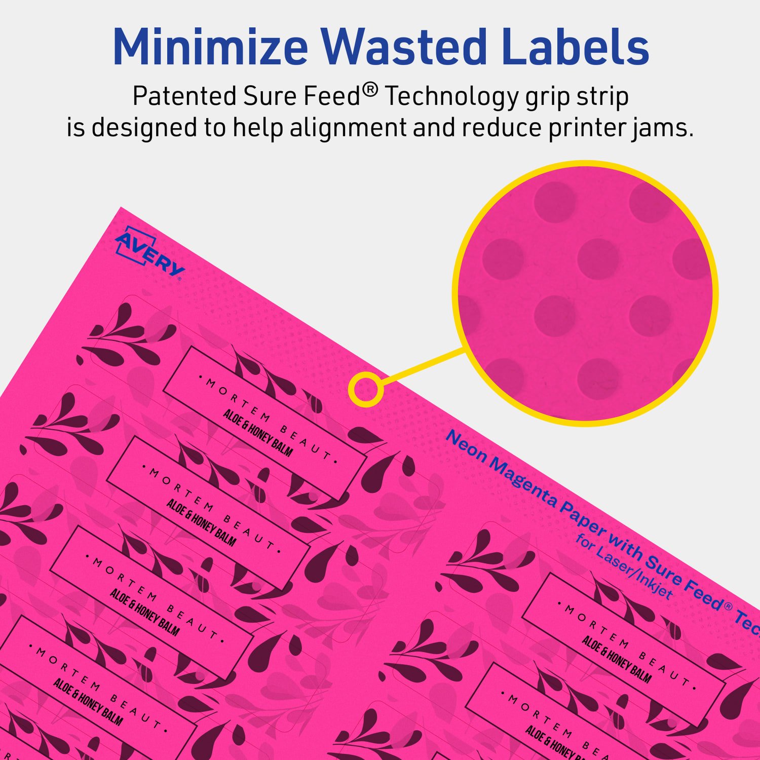 Avery Print-To-The-Edge Labels With Sure Feed Technology And Easy Peel, 94217-NMP80, Rectangle, 3/4in x 3-1/2in, Matte Neon Magenta, Pack of 1600 - Image 5