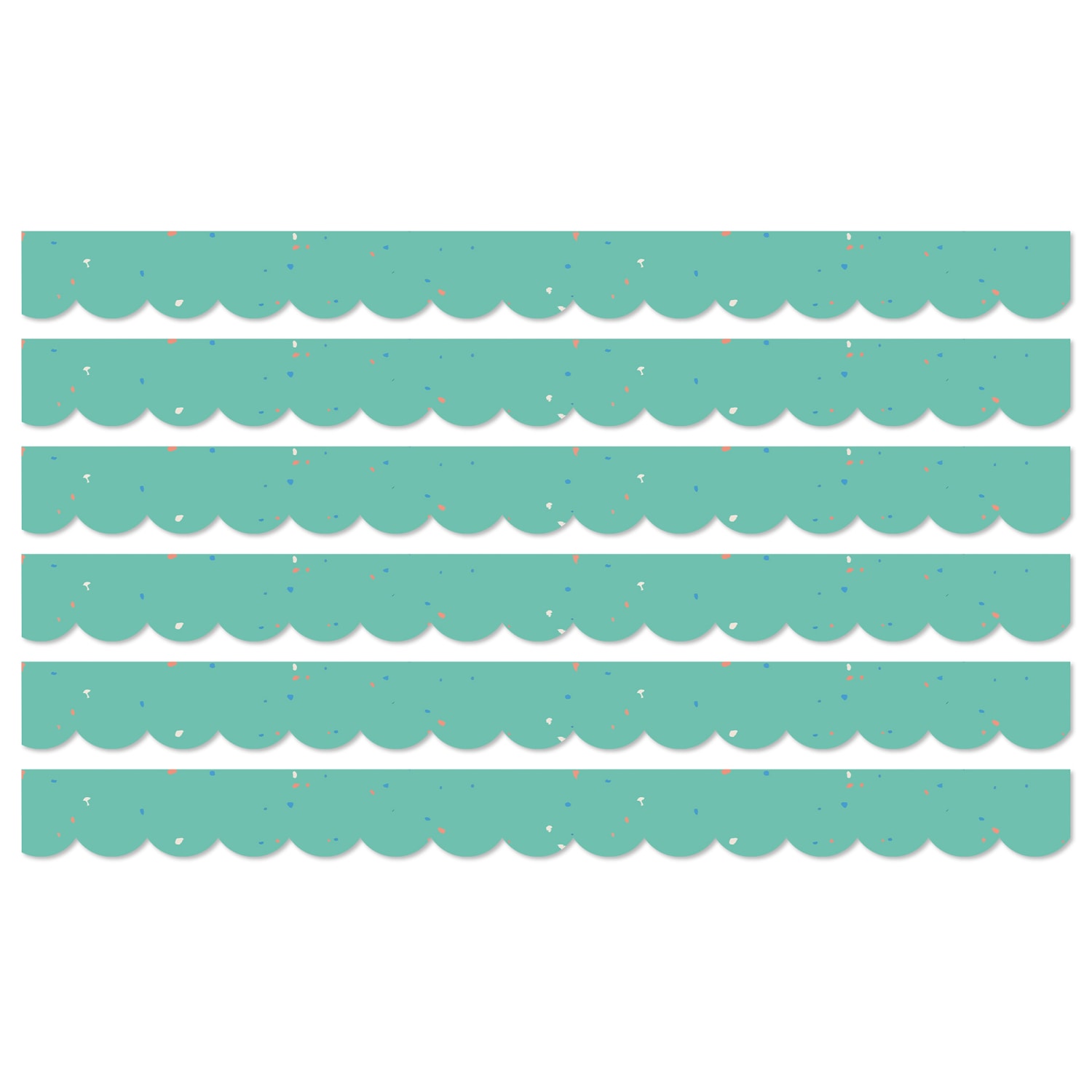 Carson Dellosa Education Scalloped Bulletin Board Borders, We Belong Speckled Teal, 39ft Per Pack, Set Of 6 Packs
