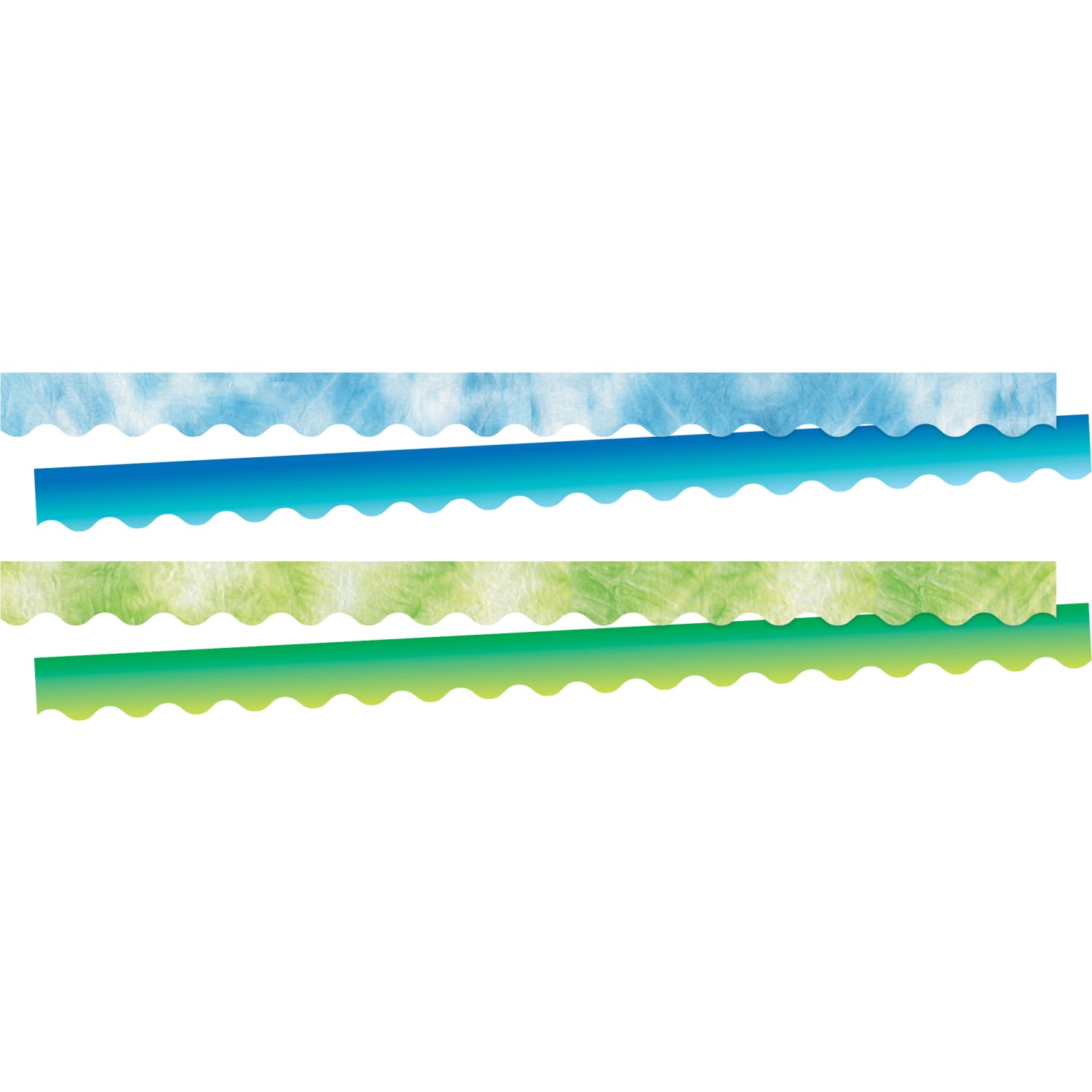 Barker Creek Double-Sided Scalloped-Edge Border Strips, 2-1/4in x 36in, Blue/Lime Tie-Dye And Ombre, Pack Of 52 Strips - Image 3