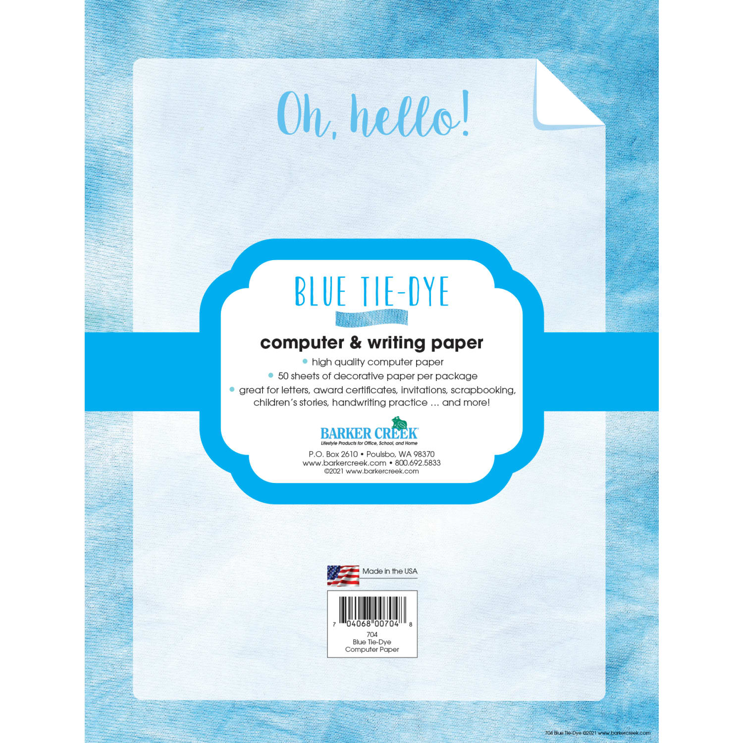 Barker Creek Designer Computer Paper, 8-1/2in x 11in, Blue Tie-Dye, Pack Of 50 Sheets - Image 3