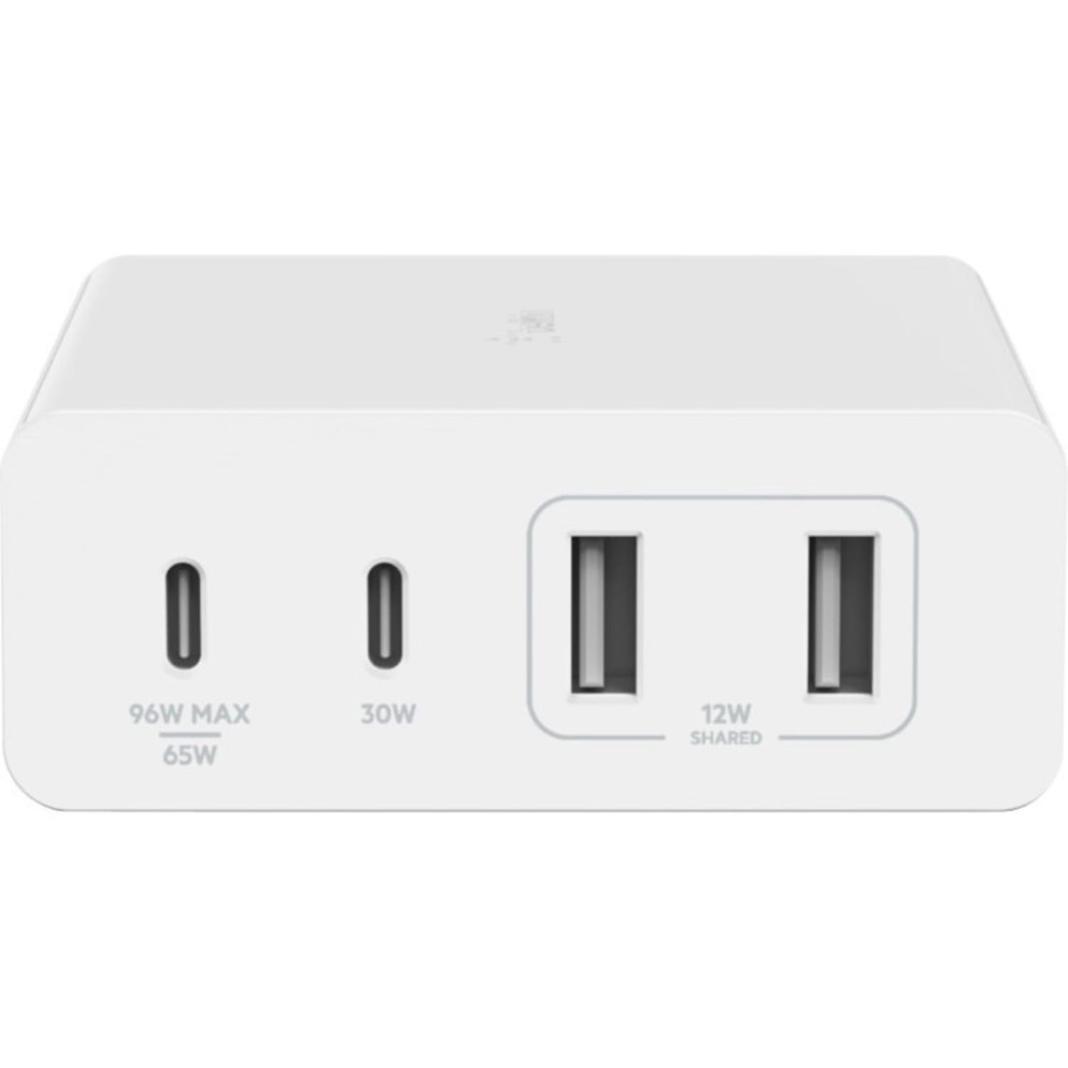 Belkin 108W 4-Port GaN Charger - 2xUSB-A, 2xUSB-C (108W Total) - 2m/6.6ft Power Cord - White - 108 W - White - Image 3