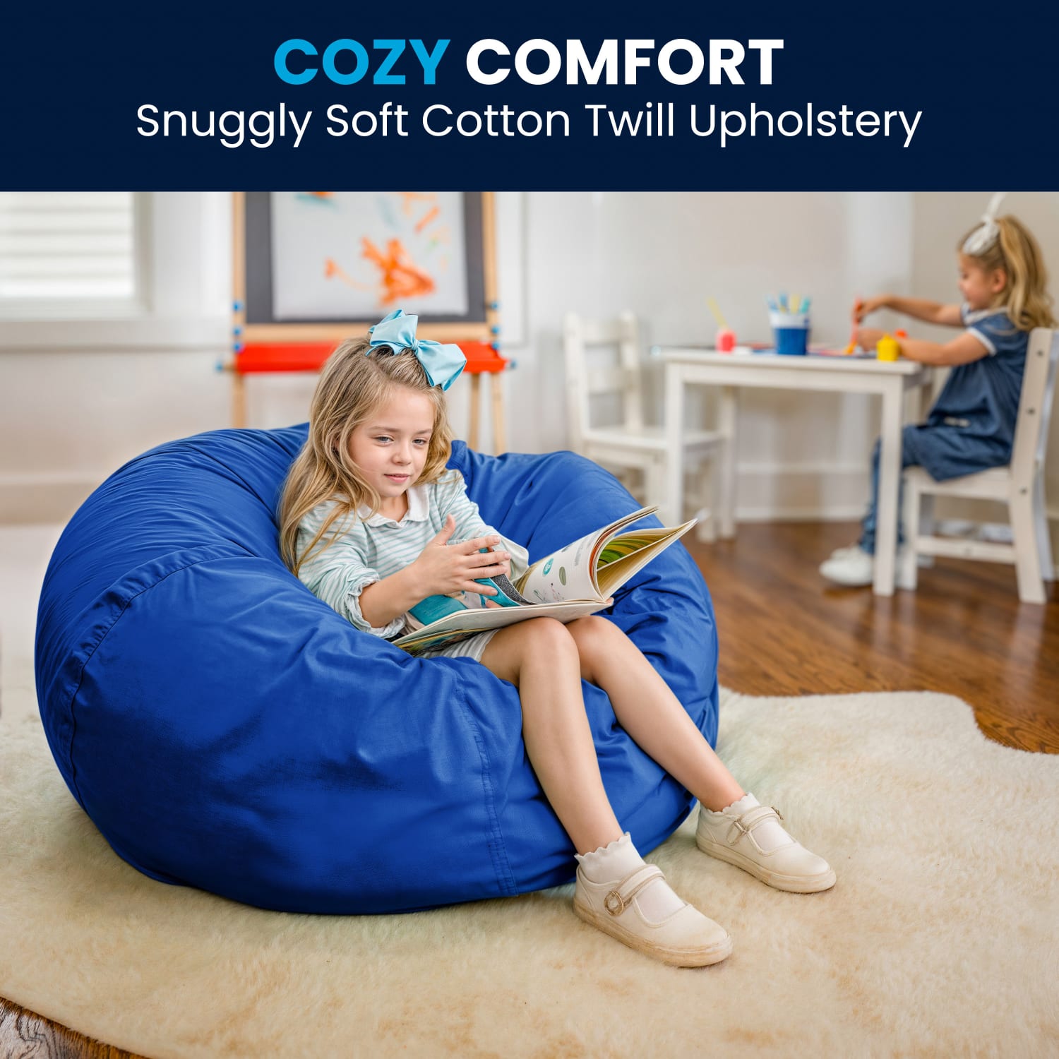 Flash Furniture Oversized Bean Bag Chair For Kids And Adults Royal Blue PopularChairscom