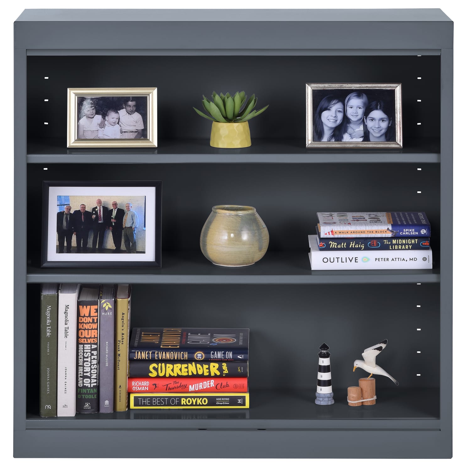 Sandusky 3-Shelf Welded Steel Bookcase, 36inH x 36inW x 12inD, Charcoal - Image 5