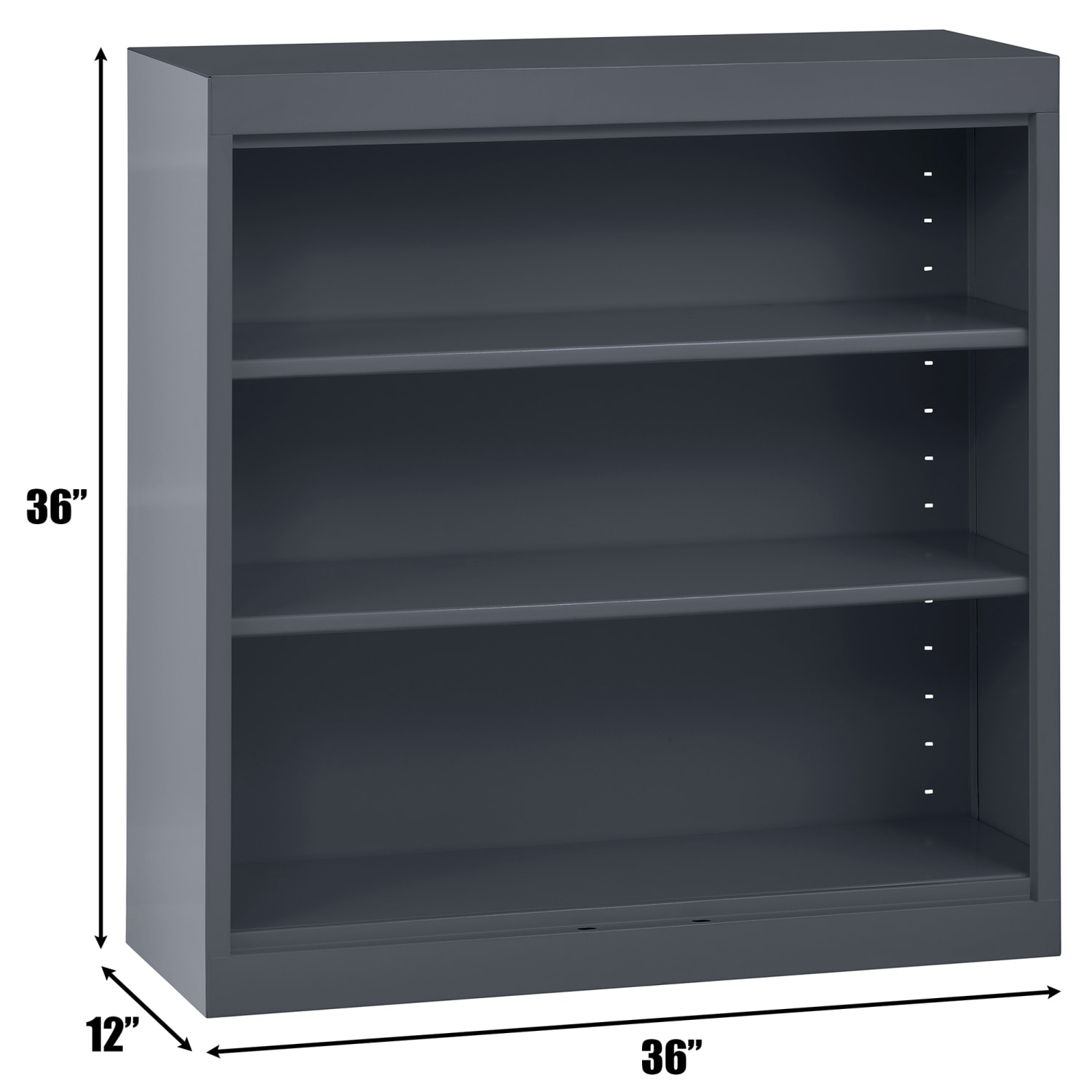 Sandusky 3-Shelf Welded Steel Bookcase, 36inH x 36inW x 12inD, Charcoal - Image 6