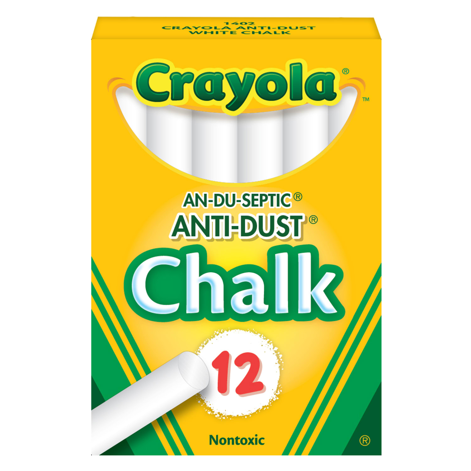 Crayola Anti-Dust Chalkboard Chalk, 3/8in, White, 12 Sticks Per Box, Set Of 24 Boxes - Image 3