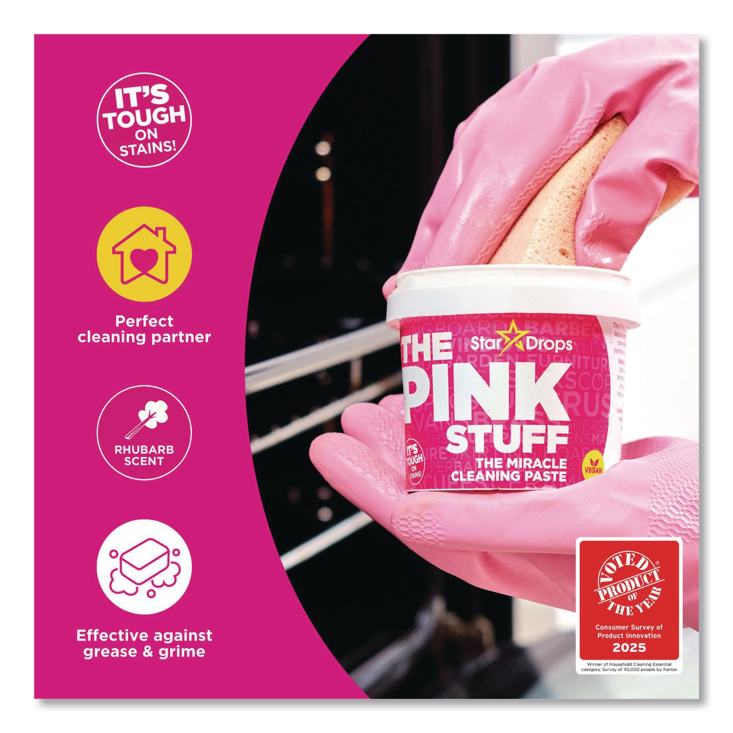 The Pink Stuff Miracle Cleaning Paste, Fruity Scent, 17.6 oz Jar - Image 6