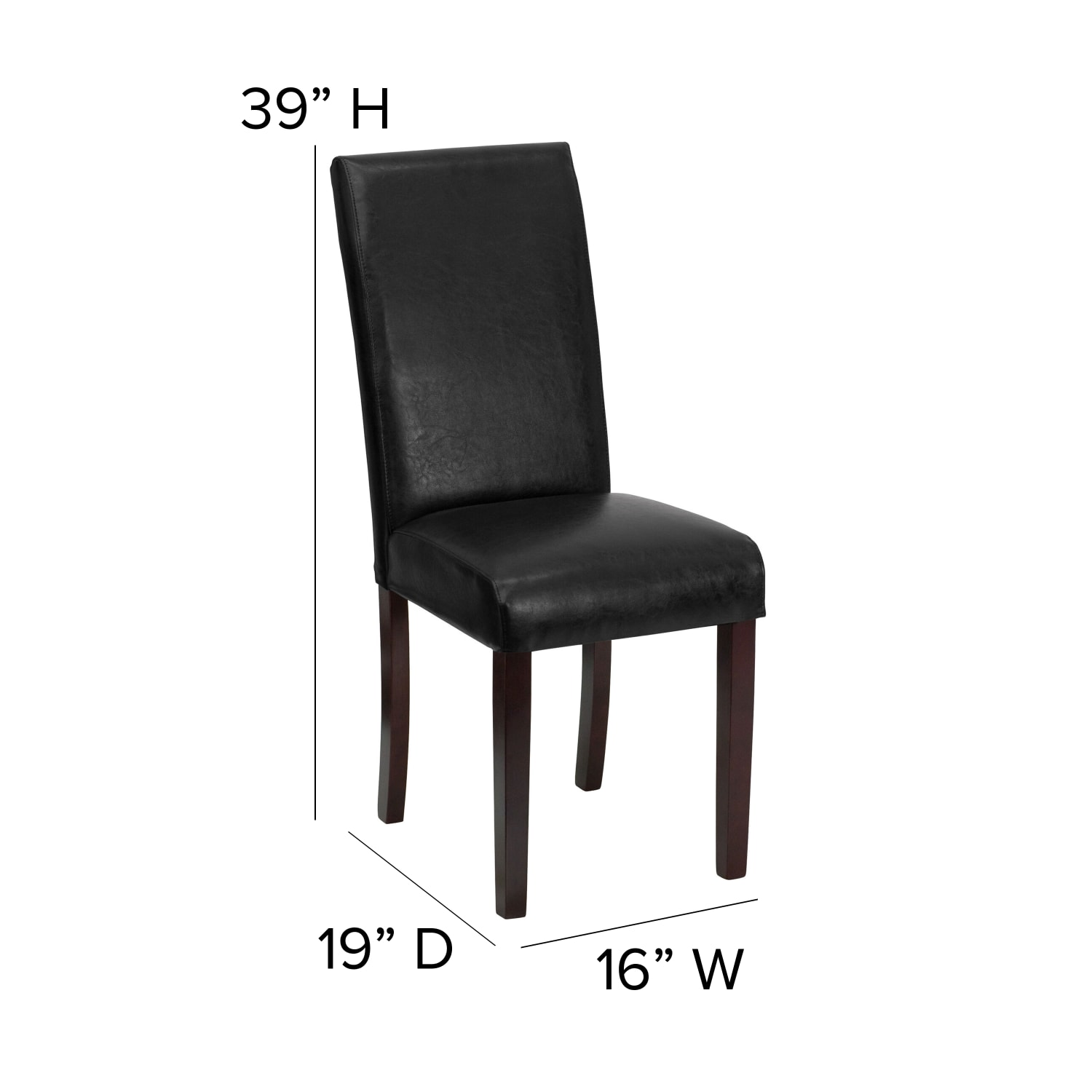 Flash Furniture Traditional LeatherSoft Parsons Dining Chair BlackMahogany PopularChairscom Flash Furniture Traditional LeatherSoft Parsons Dining Chair BlackMahogany PopularChairscom