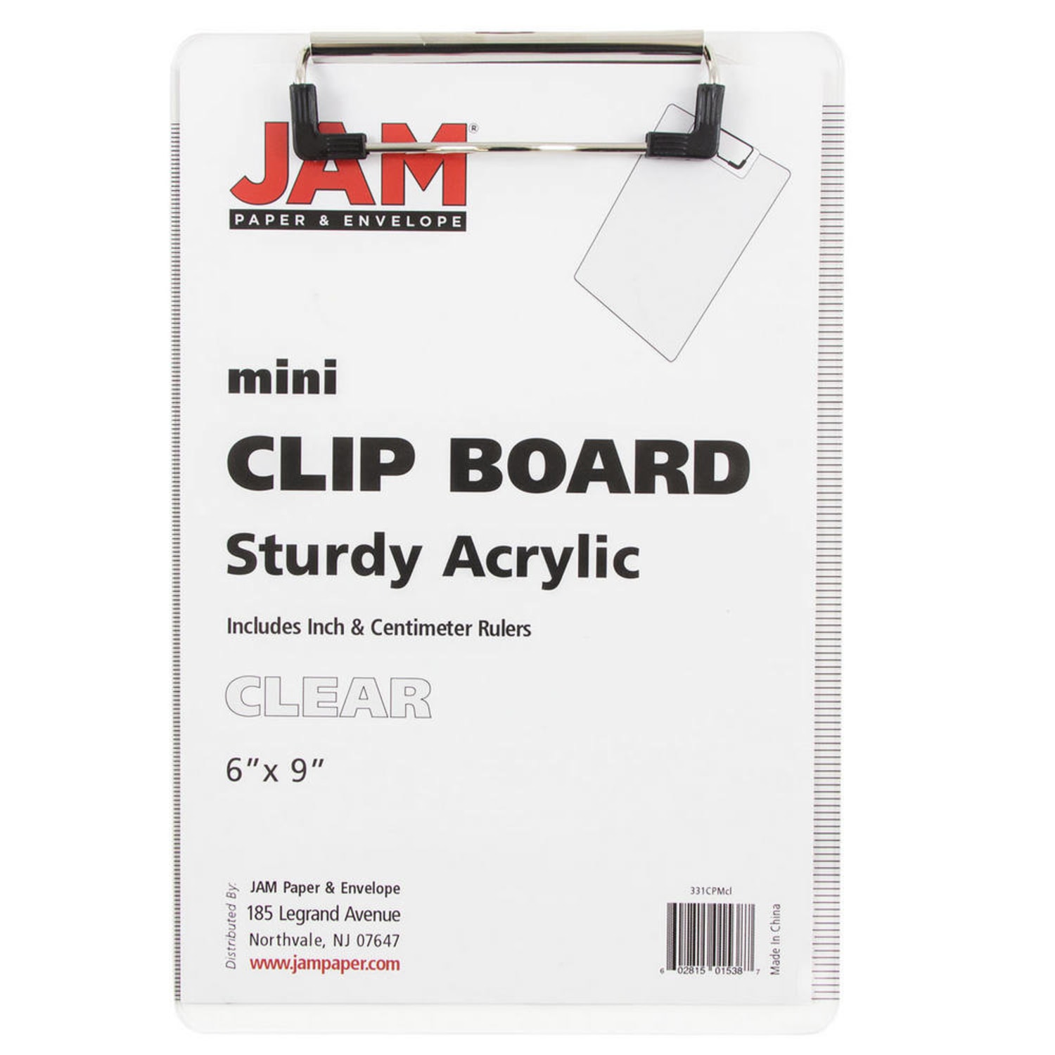 JAM Paper Plastic Mini Clipboard, 6in x 9in, Clear - Image 3