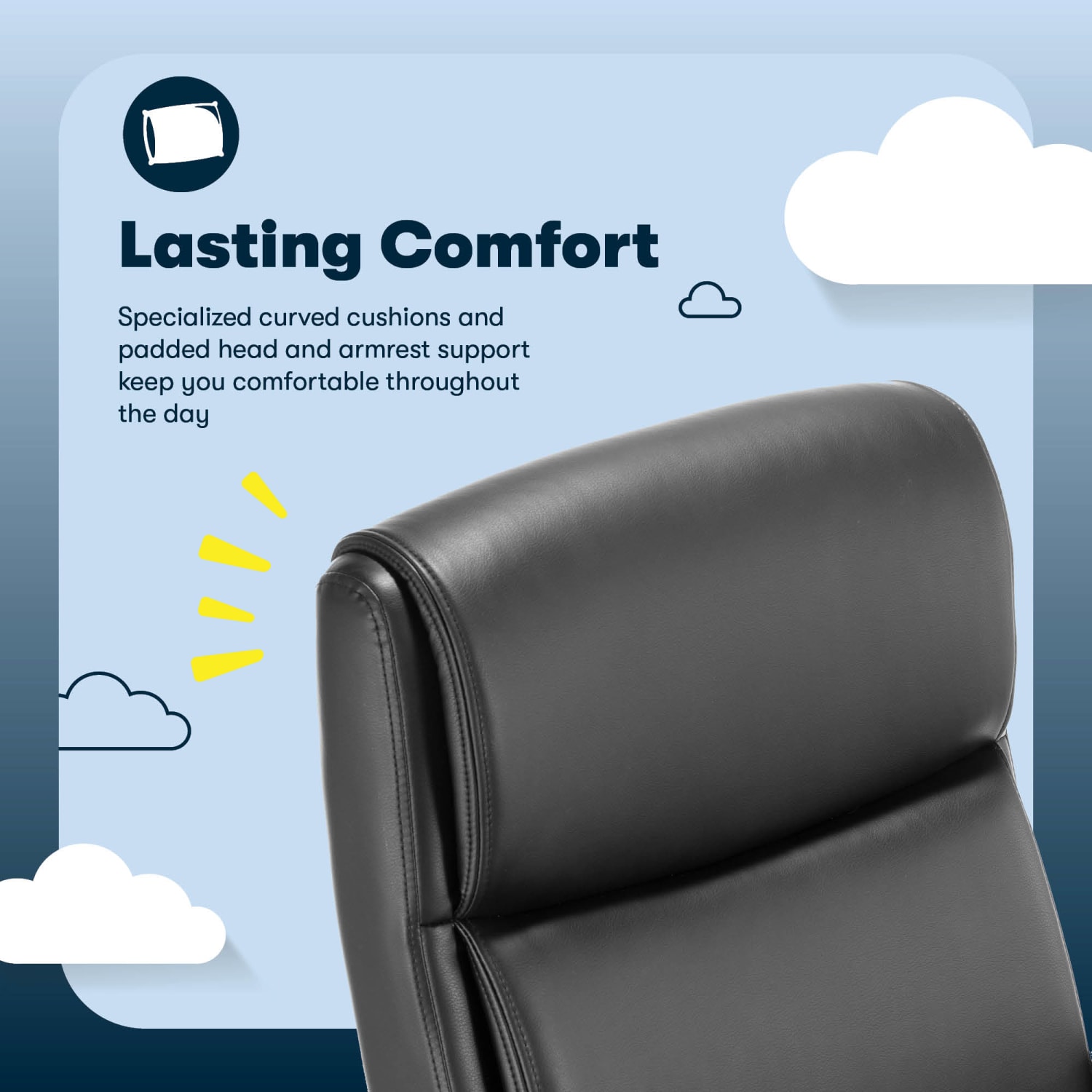 Serta Comfort Ergo Ergonomic Bonded Leather Mid-Back Executive Office Chair, Black - Image 6