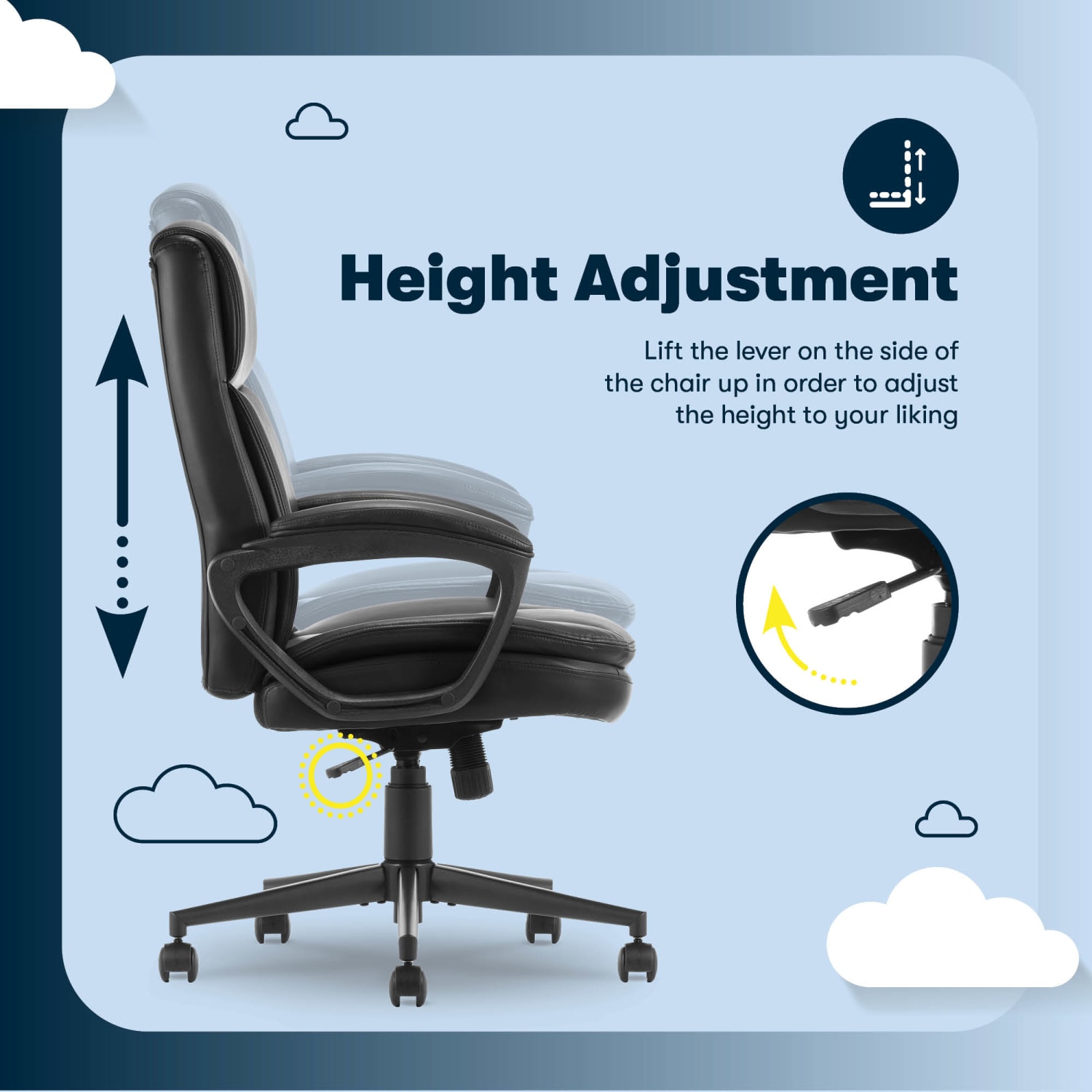 Serta Comfort Ergo Ergonomic Bonded Leather Mid Back Executive Office Chair Black PopularChairscom