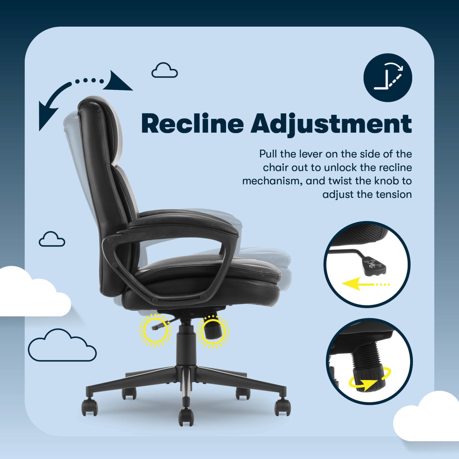 Serta Comfort Ergo Ergonomic Bonded Leather Mid Back Executive Office Chair Black PopularChairscom