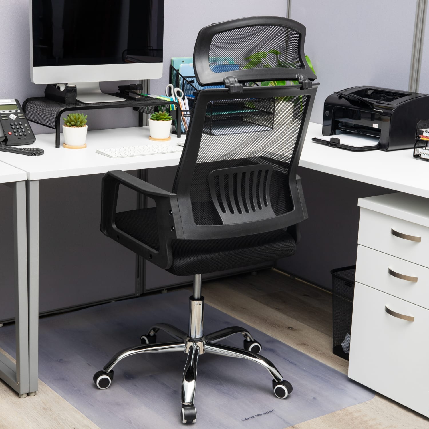 Mind Reader Ergonomic Mesh High-Back Swivel Executive Office Chair, 45-48inH, Black - Image 3