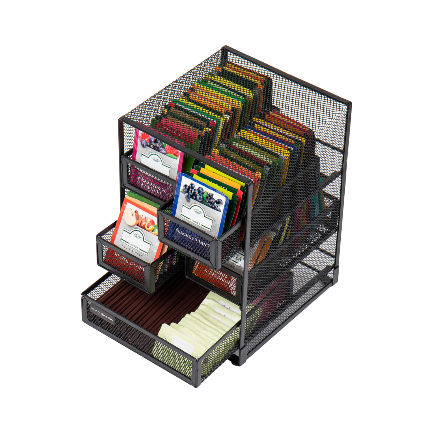 Mind Reader Tea Bag Organizer, 10inH x 6-3/4inW x 7inD, Black - Image 5