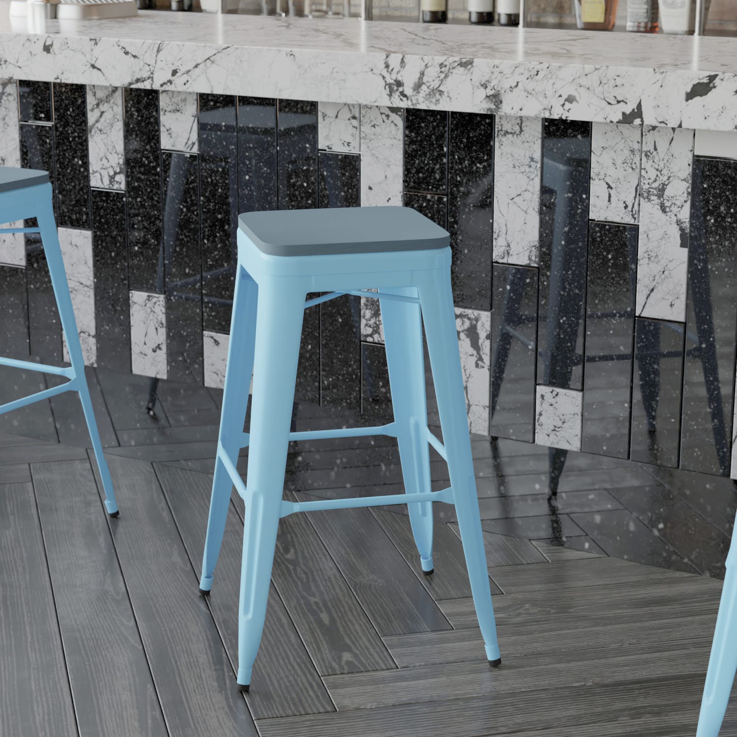 Flash Furniture Cierra Set of 4 Commercial Grade 30in High Backless Metal Indoor Bar H Stools TealBlue Resin Wood SeatTeal Frame 4ET32030TLRPL2C PopularChairscom Flash Furniture Cierra Set of 4 Commercial Grade 30in High Backless Metal Indoor Bar H Stools Teal Blue Resin Wood SeatTeal Frame 4ET32030TLRPL2C PopularChairscom